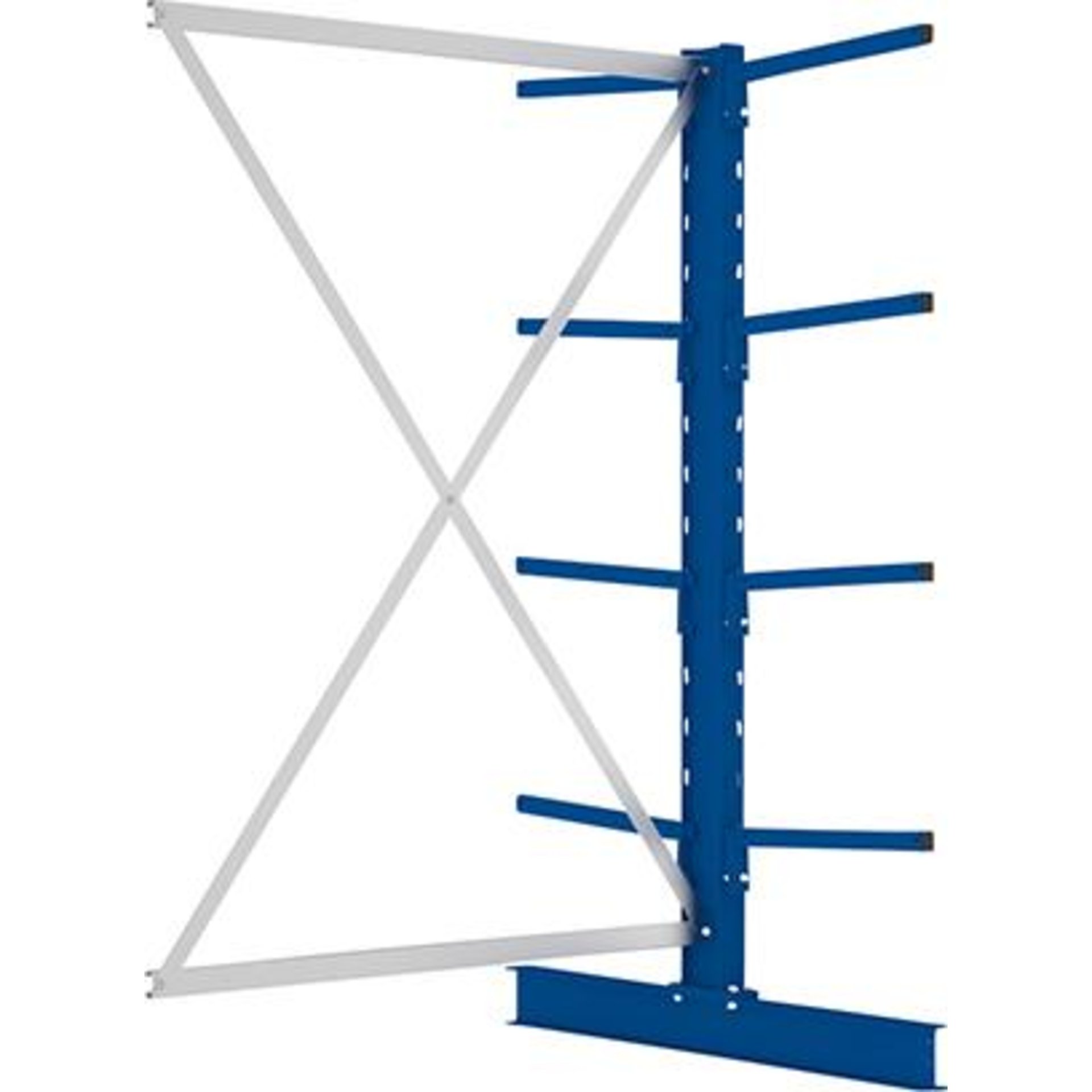 Kragarmregal L Anbaufeld B1330xT2x500xH2000 mm doppelseitig RAL 5010 2x4 Arme Traglast 175kg