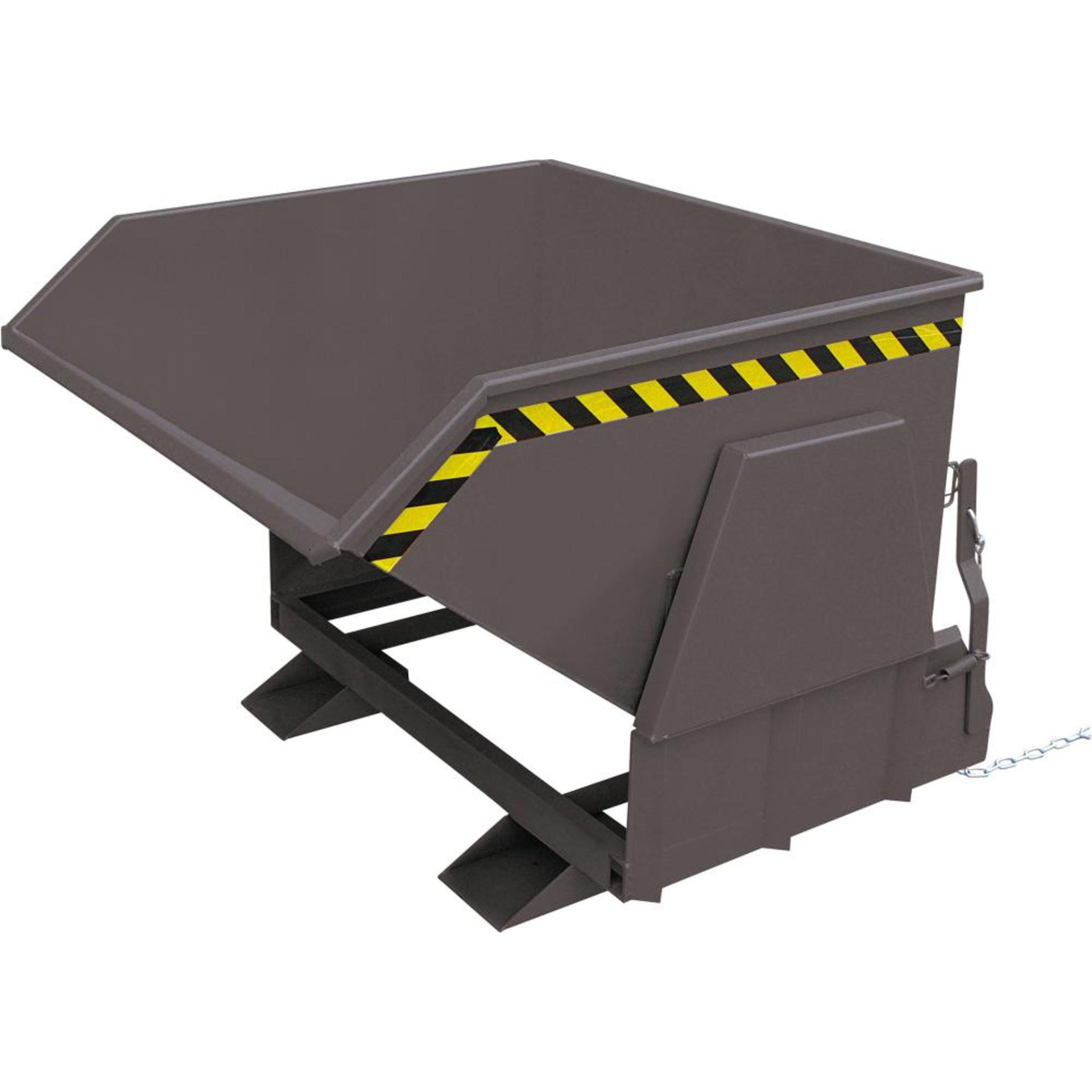 Kippbehälter 300 l B750xT1260xH910 mm RAL7016,Tragkraft 1000kg m.geschützten Abrollkufen