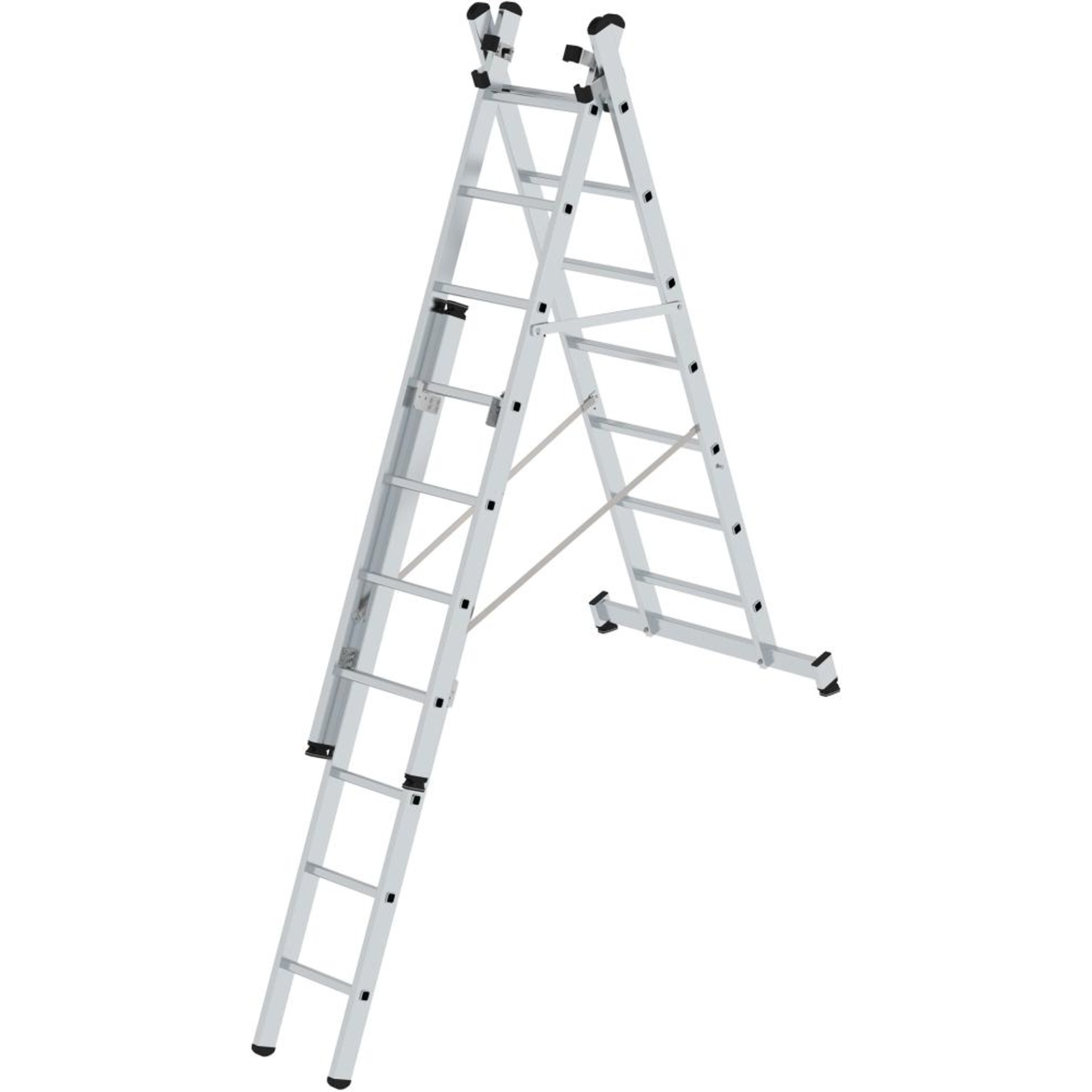 Alu-Mehrzweckleiter 3x7 Sprossen Leiterlänge 2,20m eingef.Arbeitshöhe bis 6,10 m