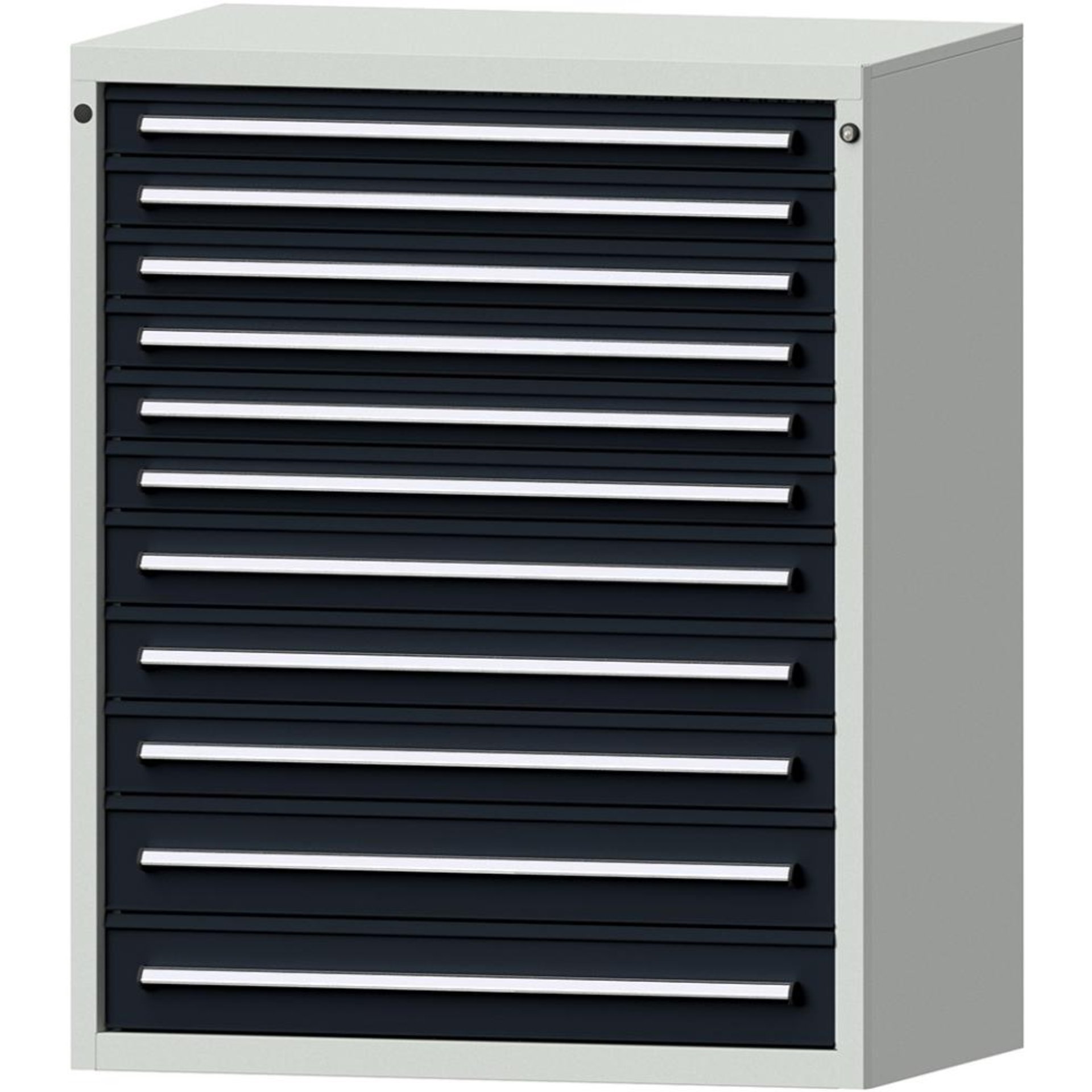 Format Schubladenschrank B1060xT675xH1300mm RAL7035/7016 11 Schubladen 75kg