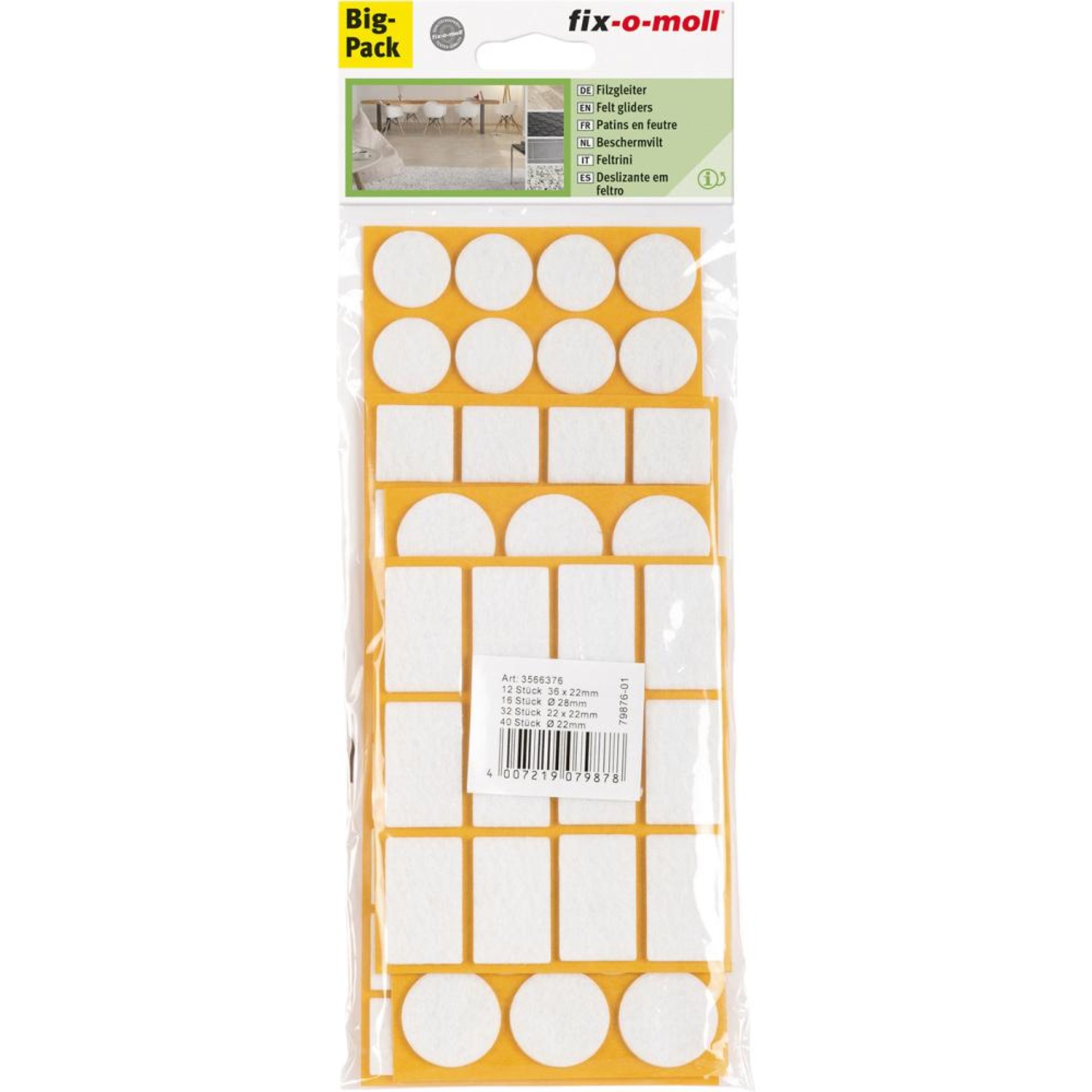 Filzgleiter Set 100-teilig,selbstkl,weiß Inhalt: 100