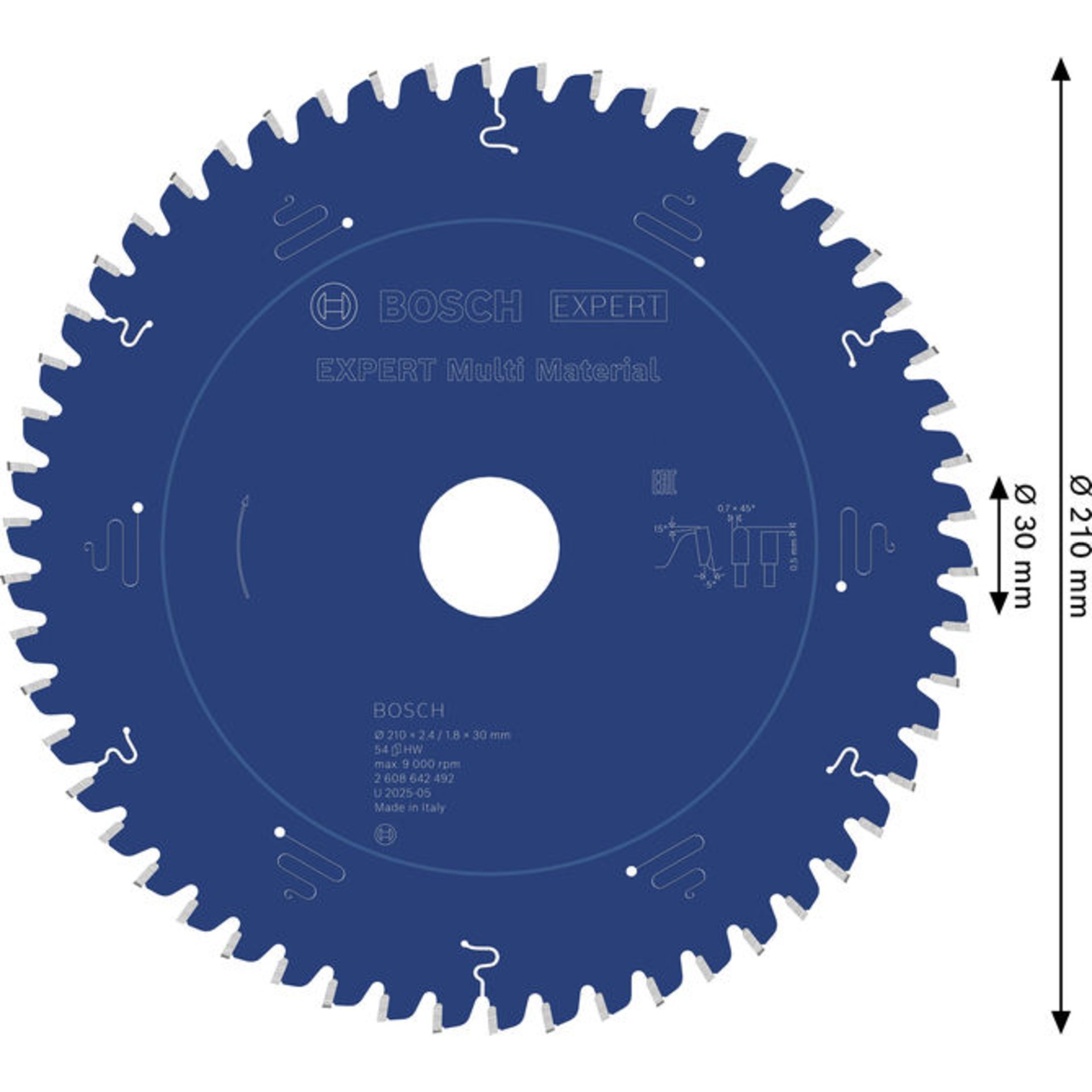 EXPERT Multi Material Kreissägeblatt, 210 x 2,4/1,8 x 30 mm, Z54