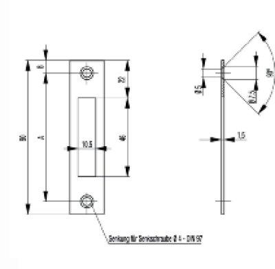 BKS Fl.schließbl., S412, STA, 24x90mm kantig, DIN Links-Rechts,nickelsilber,lackiert