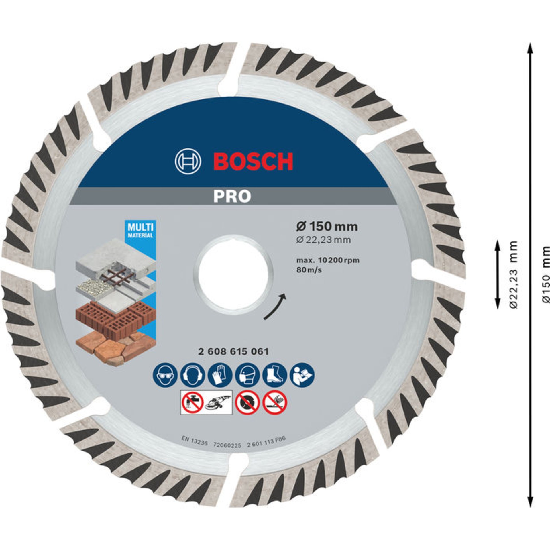 PRO Multi Material Diamanttrennscheibe, 150 x 22,23 mm, 10-tlg.