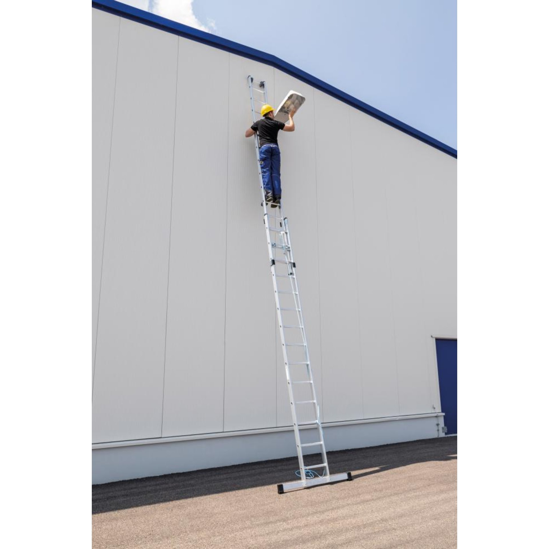 Alu-Seilzugleiter 2x14 Sprossen Leiterlänge 4,18m eingef.Arbeitshöhe bis 8,30 m
