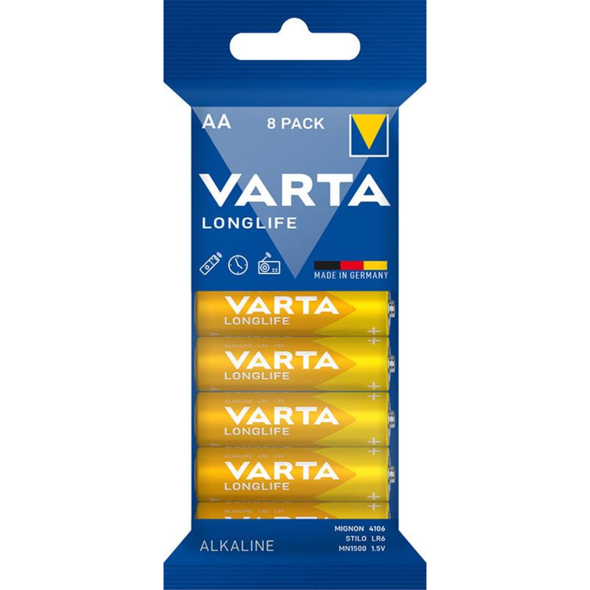 Batterie LONGLIFE AA, 8-er Folie VARTA