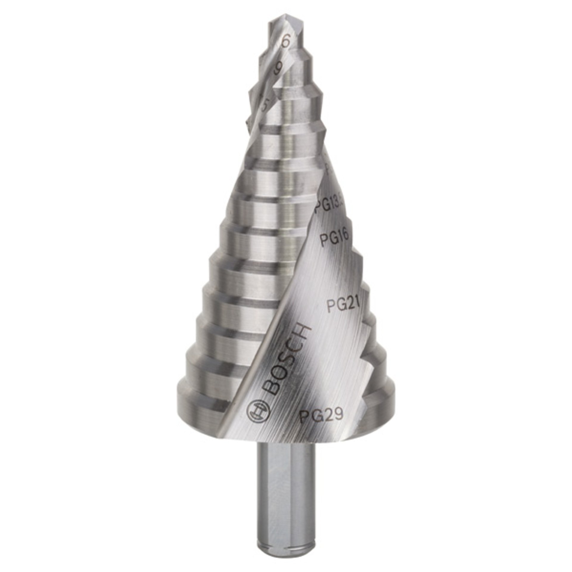 Stufenbohrer HSS, für Kabelverschraubungen, 6 - 37 mm, 10 mm, 93 mm, 12 Stufen