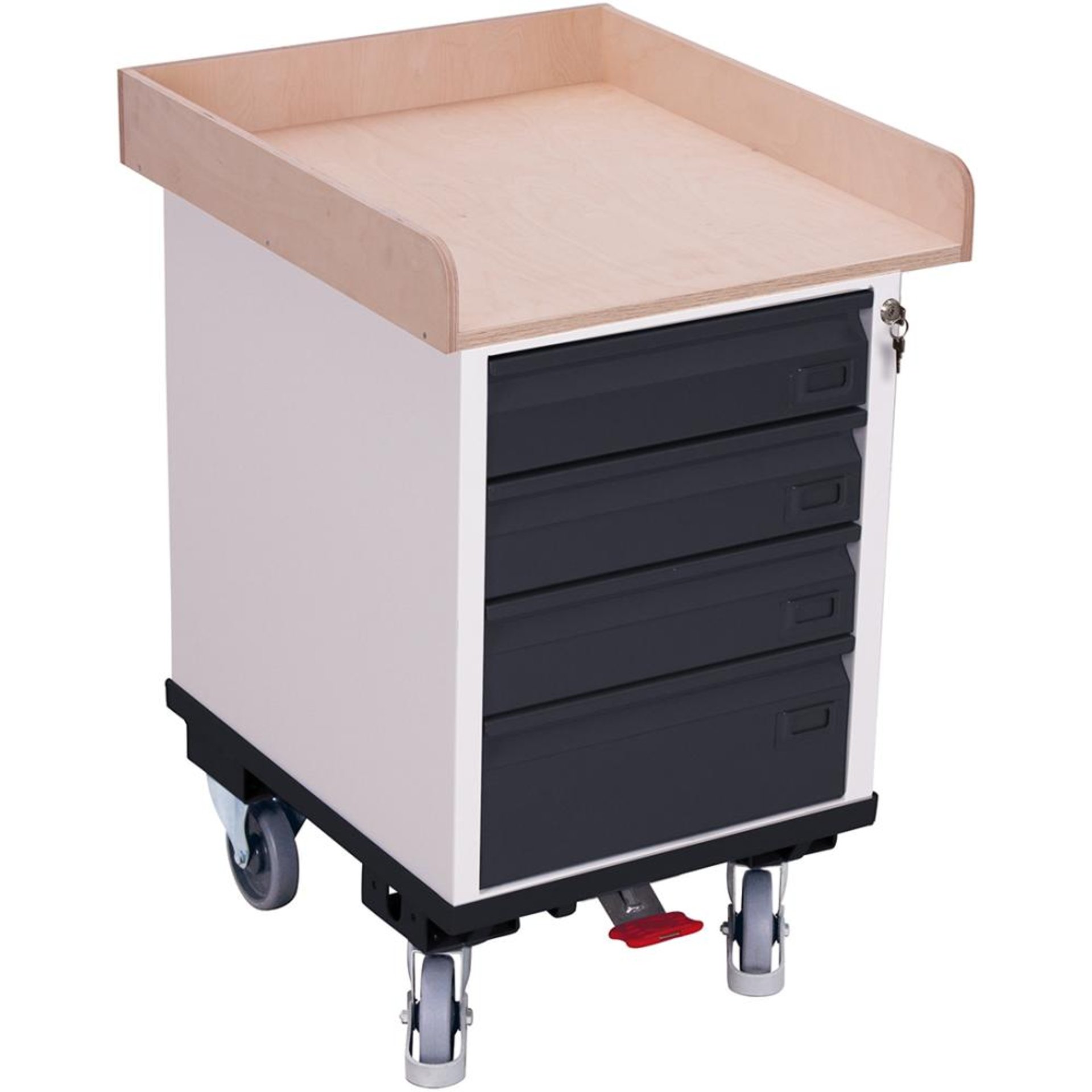Rollschrank 150kg B575xT660xH905mm RAL 7035/7016 4 Schubladen