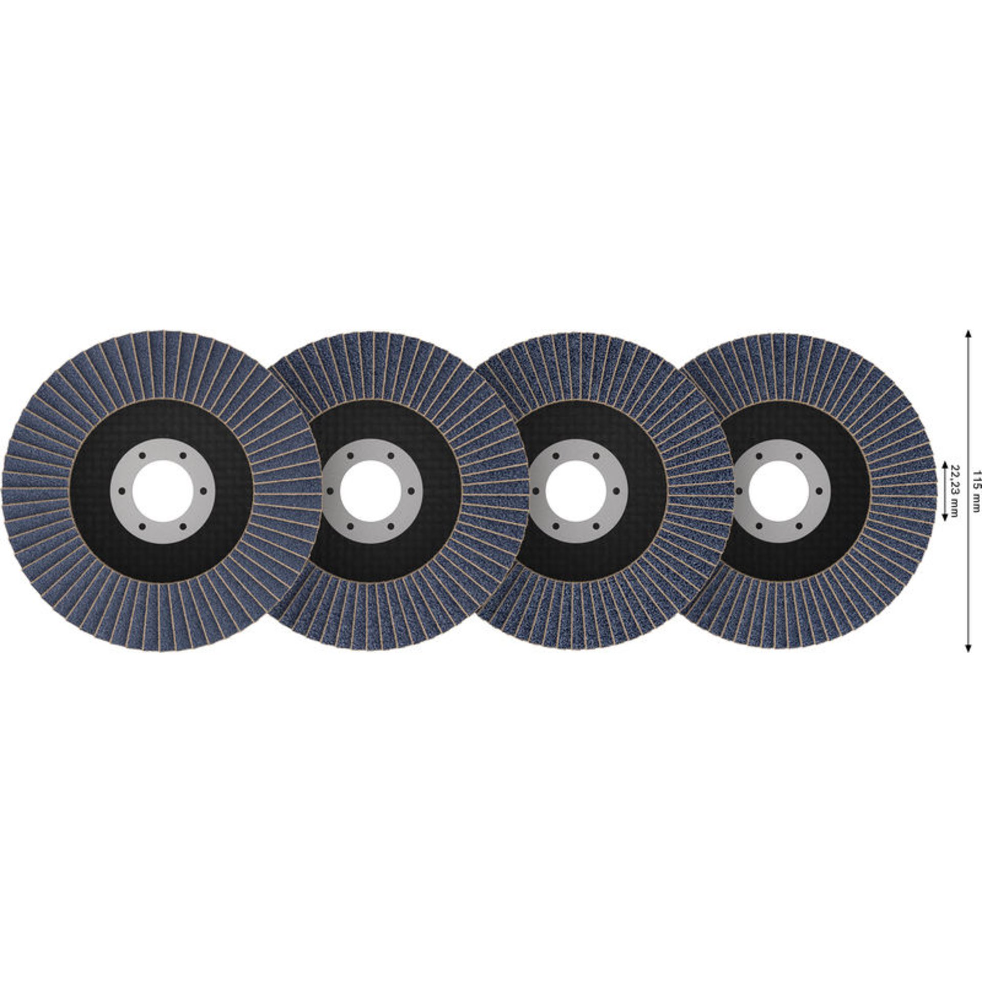 X451 Fächerschleifscheiben Set, 115 x 22,23 mm, K40/K60/K80/K120, Z29, 15-tlg
