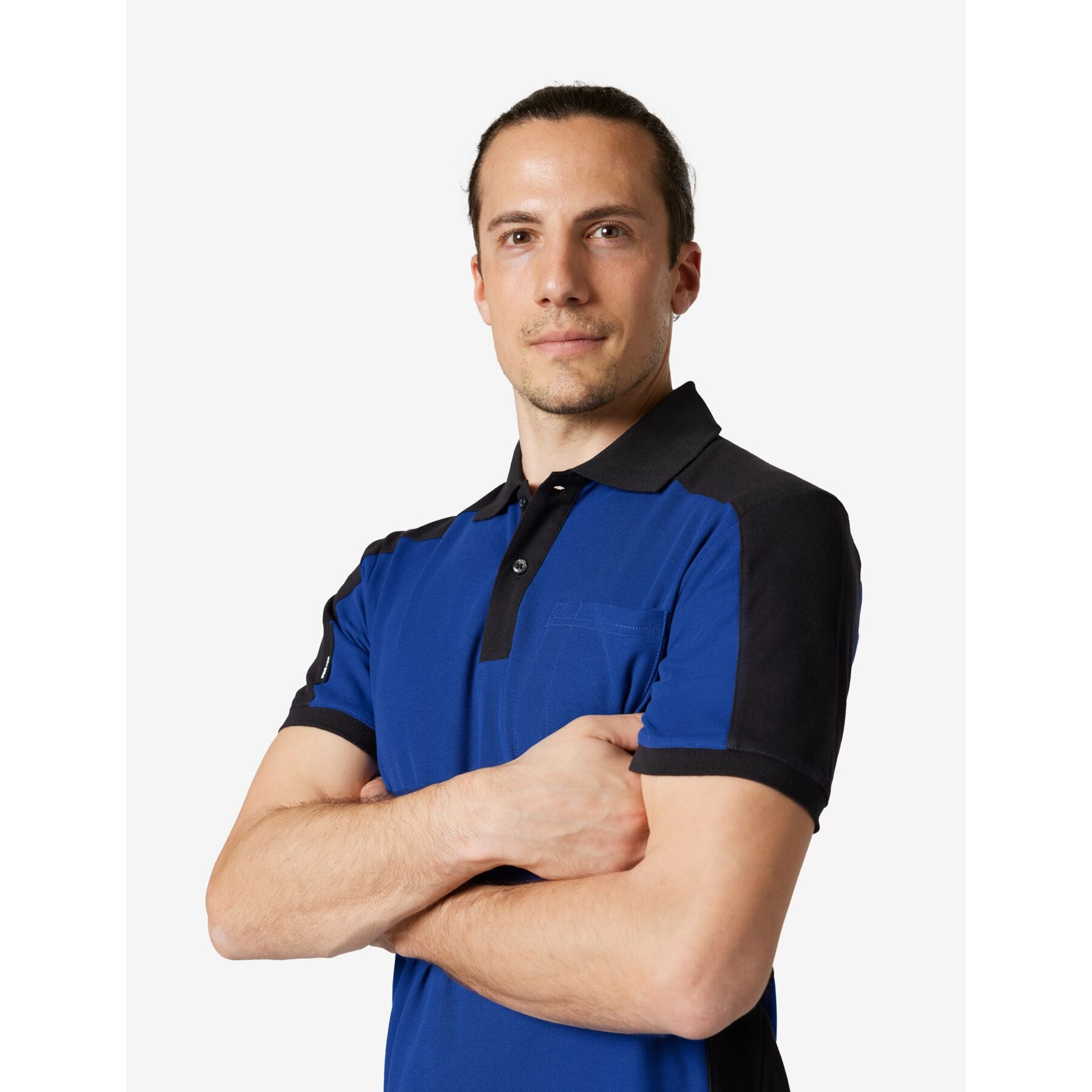 KONRAD Polo-Shirt zweifarbig royalblau-schwarz Gr. S