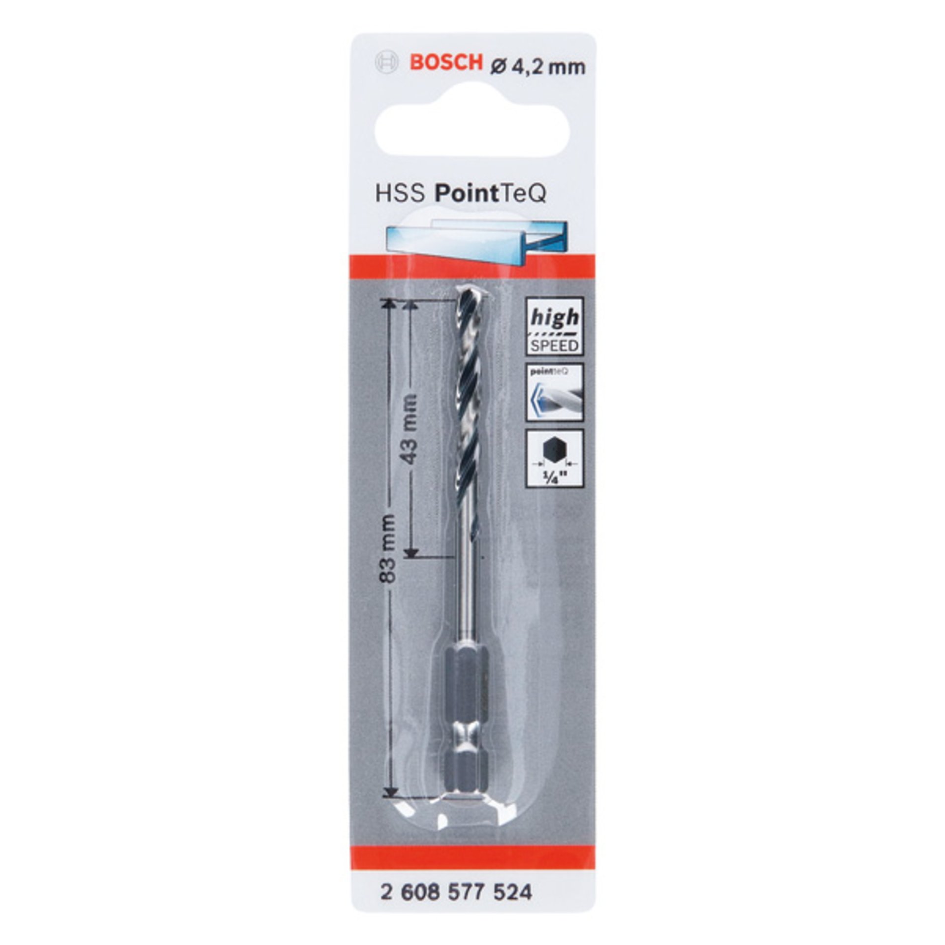 HSS PointTeQ Sechskantbohrer 4,2 mm