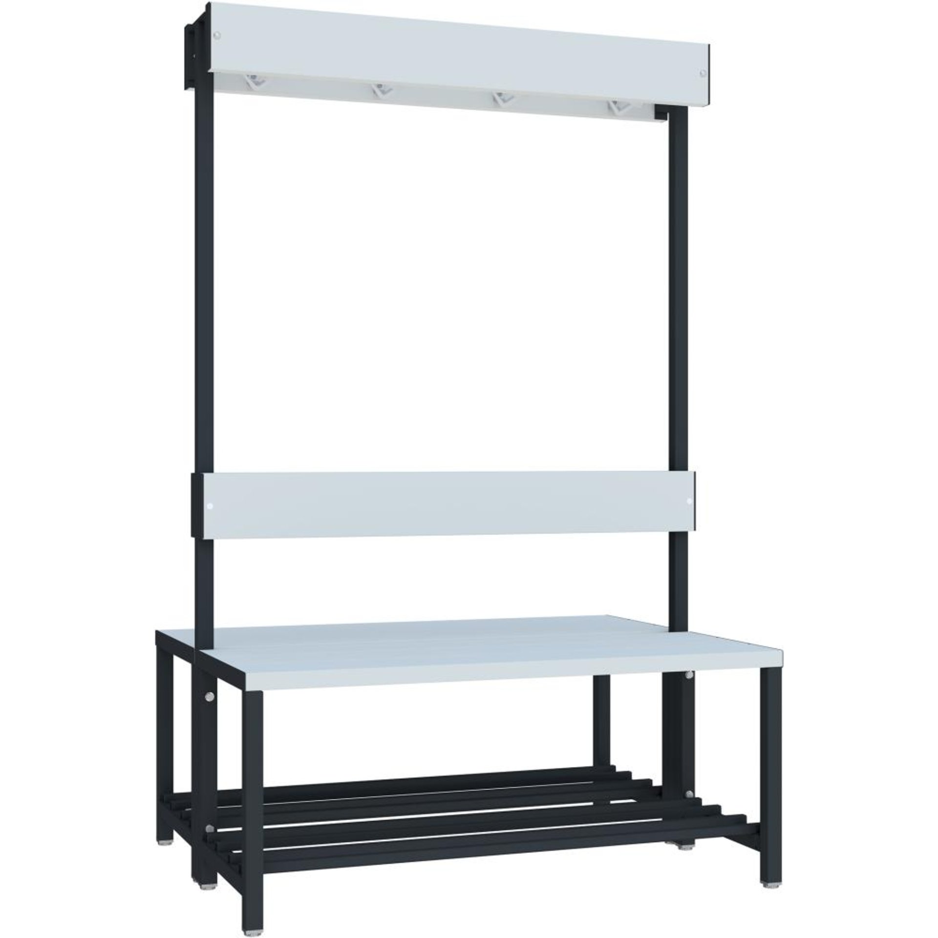 Garderobensitzbank PVC mit Schuhrost zweiseitig RAL 7016 B1000xT400xH420/1600mm