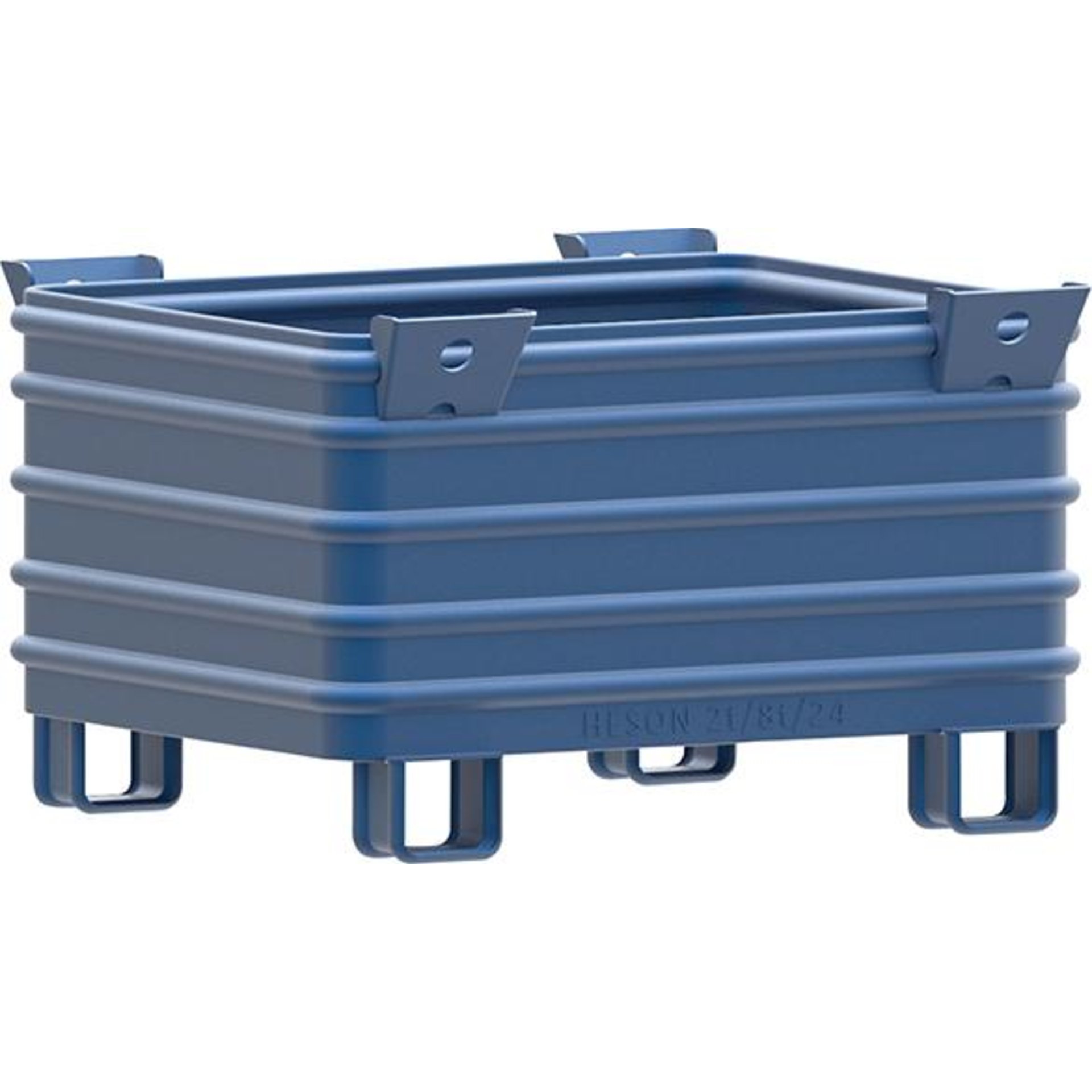 Stapelbehälter RAL5010 B1000xT800xH620 mm Nutzlast 2t Auflast 8t u-förmige Füße
