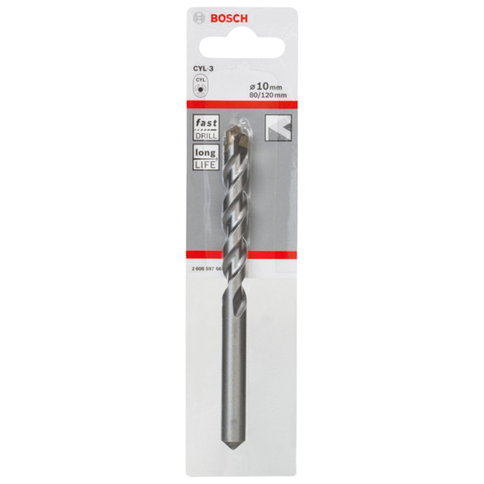 Betonbohrer CYL-3, 10 x 80 x 120 mm, d 9 mm, 1er-Pack
