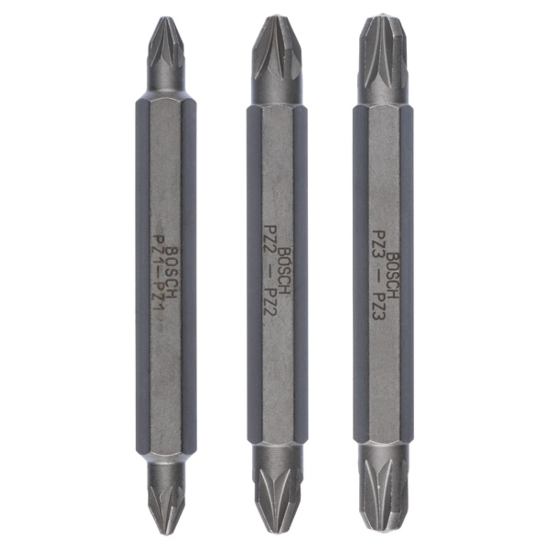 Doppelklingenbit-Set, 3-teilig, PZ1, PZ1, PZ2, PZ2, PZ3, PZ3, 60 mm