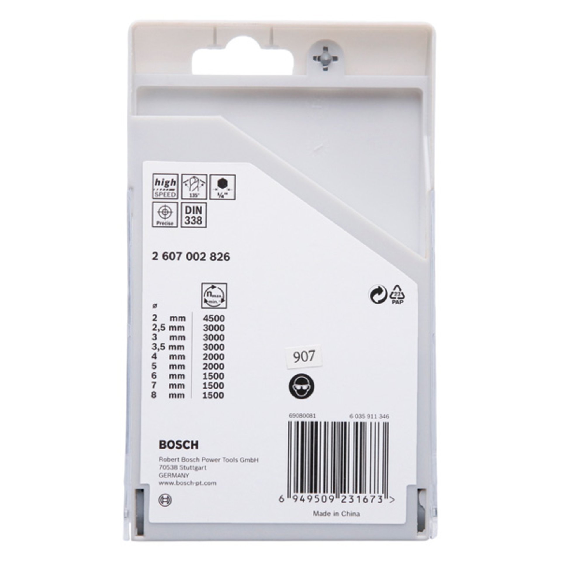 HSS PointTeQ Sechskantbohrer-Set, 9-tlg., 2-8 mm