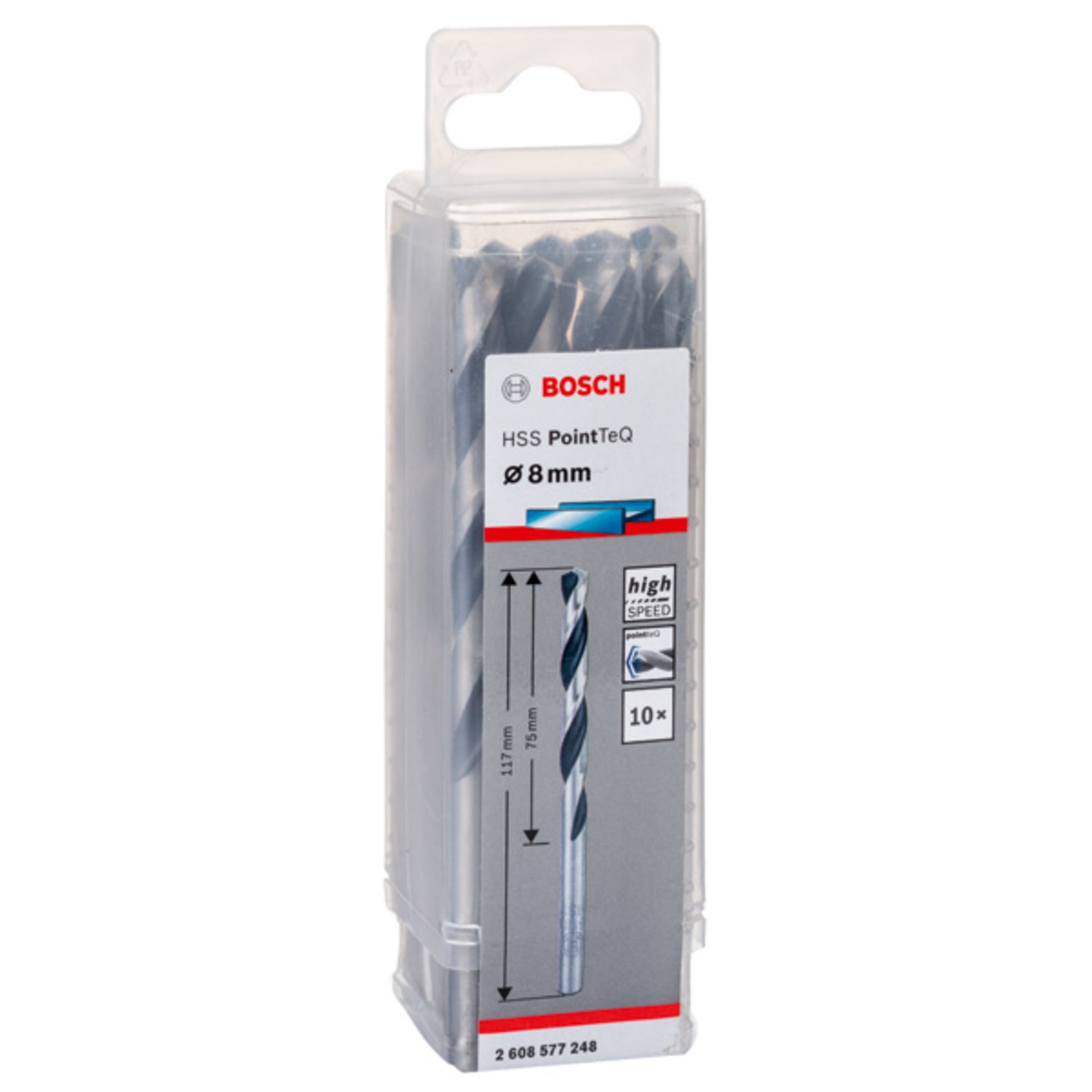 Metallspiralbohrer HSS PointTeQ, DIN 338, 8,0 mm, 10er-Pack