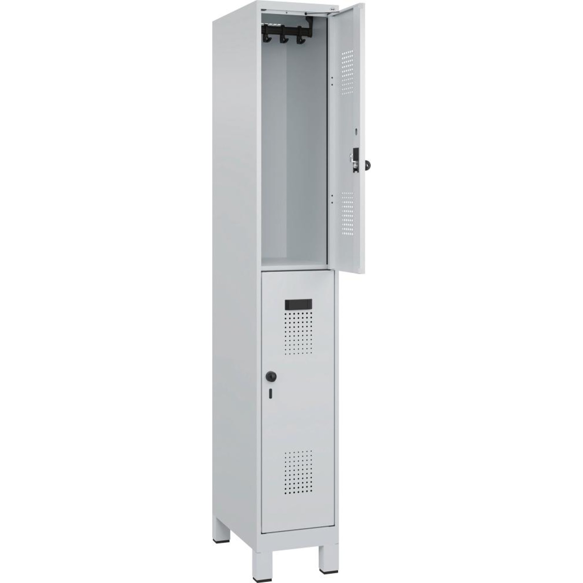 Doppelstöckiger Garderobenschrank Evolo PLUS, mit 100 mm hohen Füßen