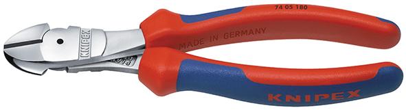 Knipex Kraft-Seitenschneider verchromt mit Mehrkomponenten-Griffen 180mm