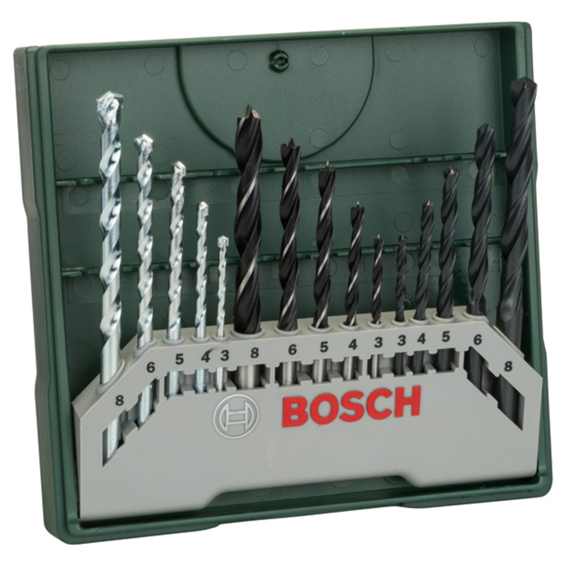 Mini-X-Line Mixed-Set, 15-teilig, 5 Stein-, 5 Metall-, 5 Holzbohrer