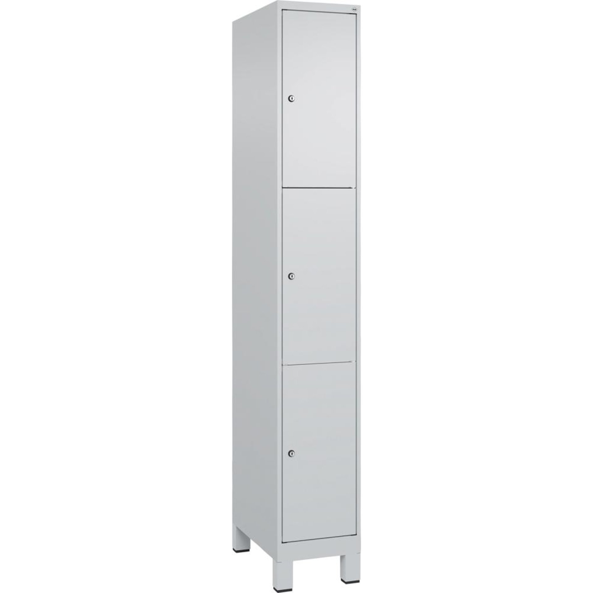 Fächerschrank CLASSIC B300xT500xH1950 mm RAL 7035/7035, 1x3 Fächermit 100 mm hohen Füßen