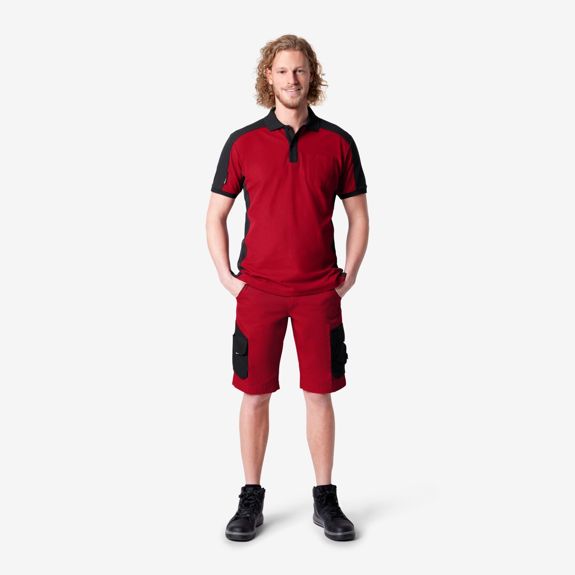 THEO Bermuda kurze Arbeitshose rot-schwarz Gr. 68