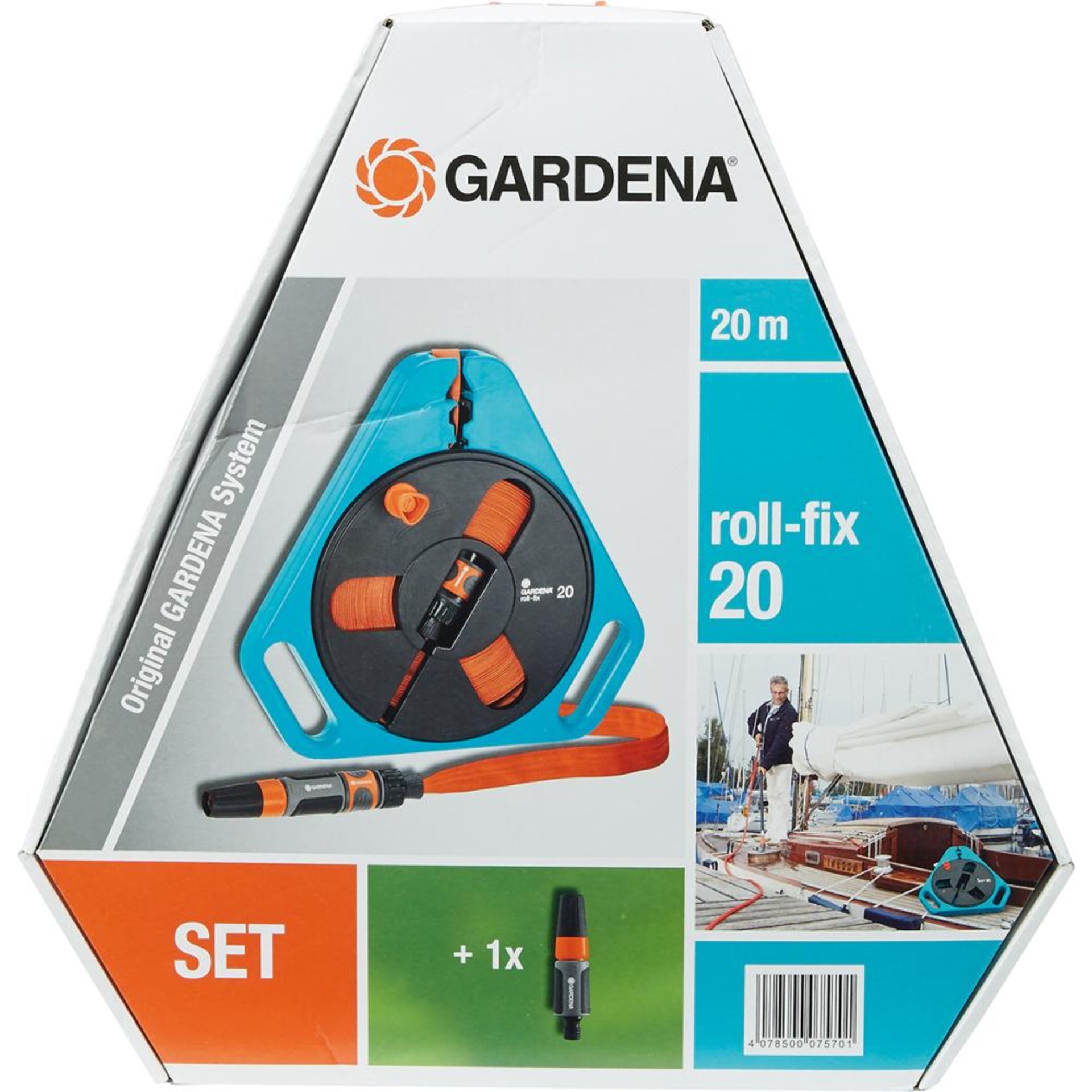 Roll-Fix-Flachschlauch 20 m, mit Kassette+Armat.Gardena