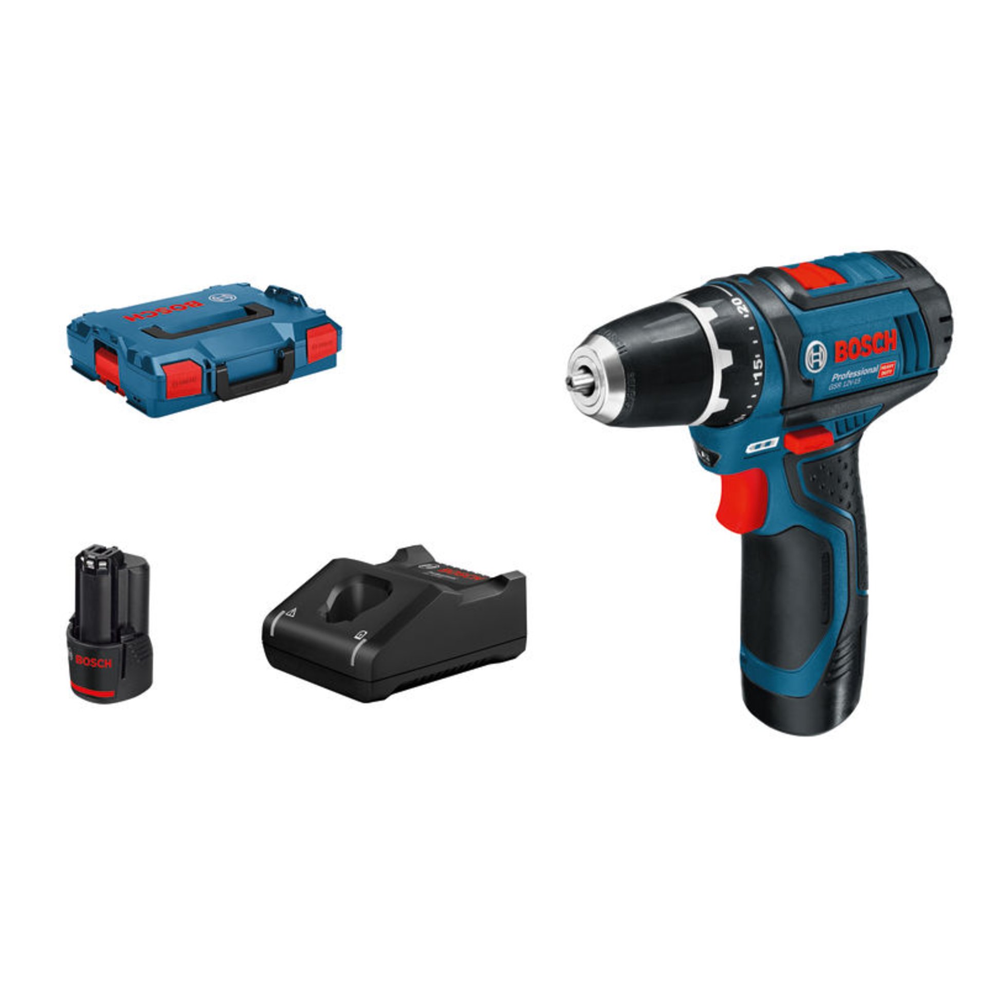 Akku-Bohrschrauber GSR 12V-15,  2 x Akku GBA 12V 2.0Ah, L-BOXX