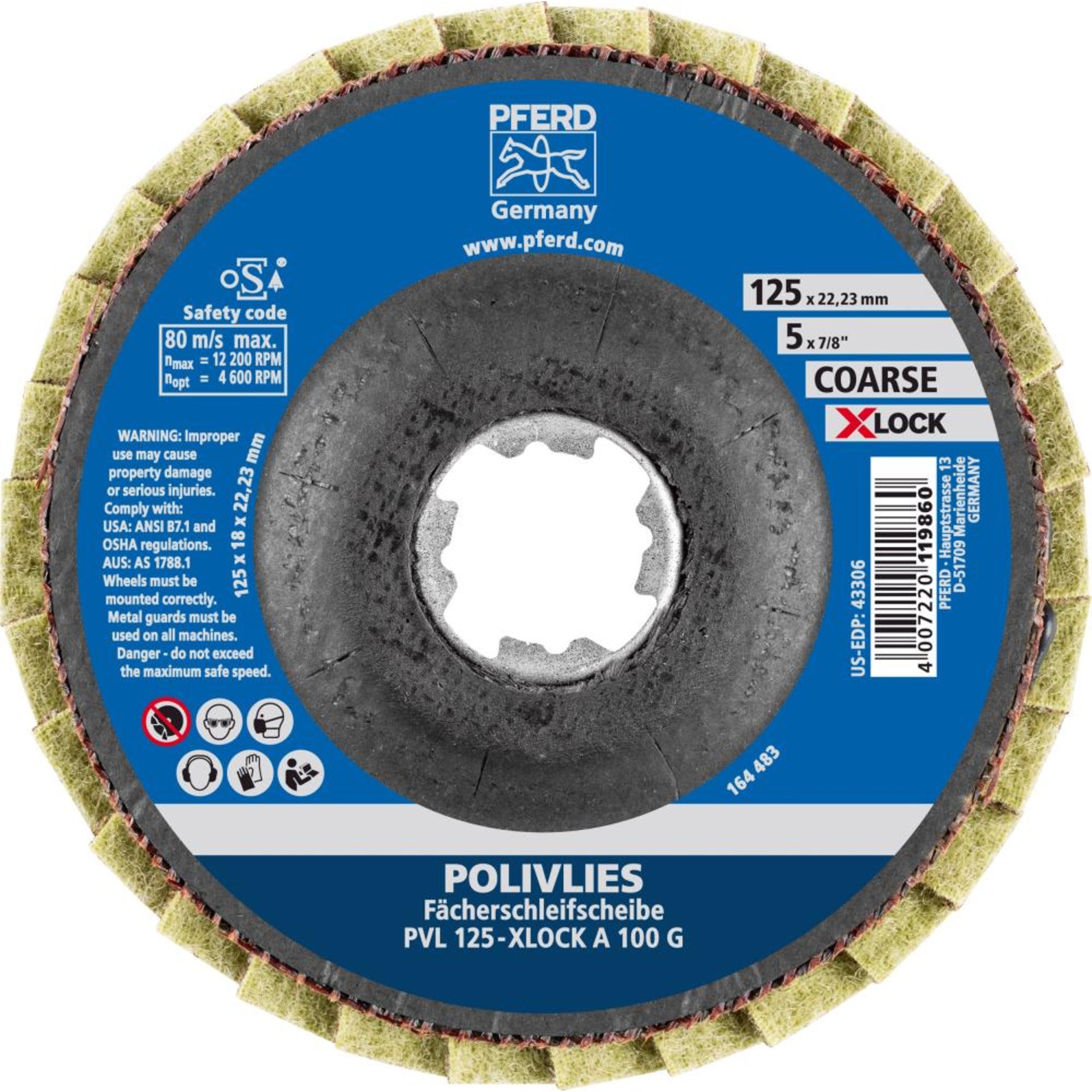 Polivliesscheibe X-LOCK PVL A 125mm 240 fein Pferd