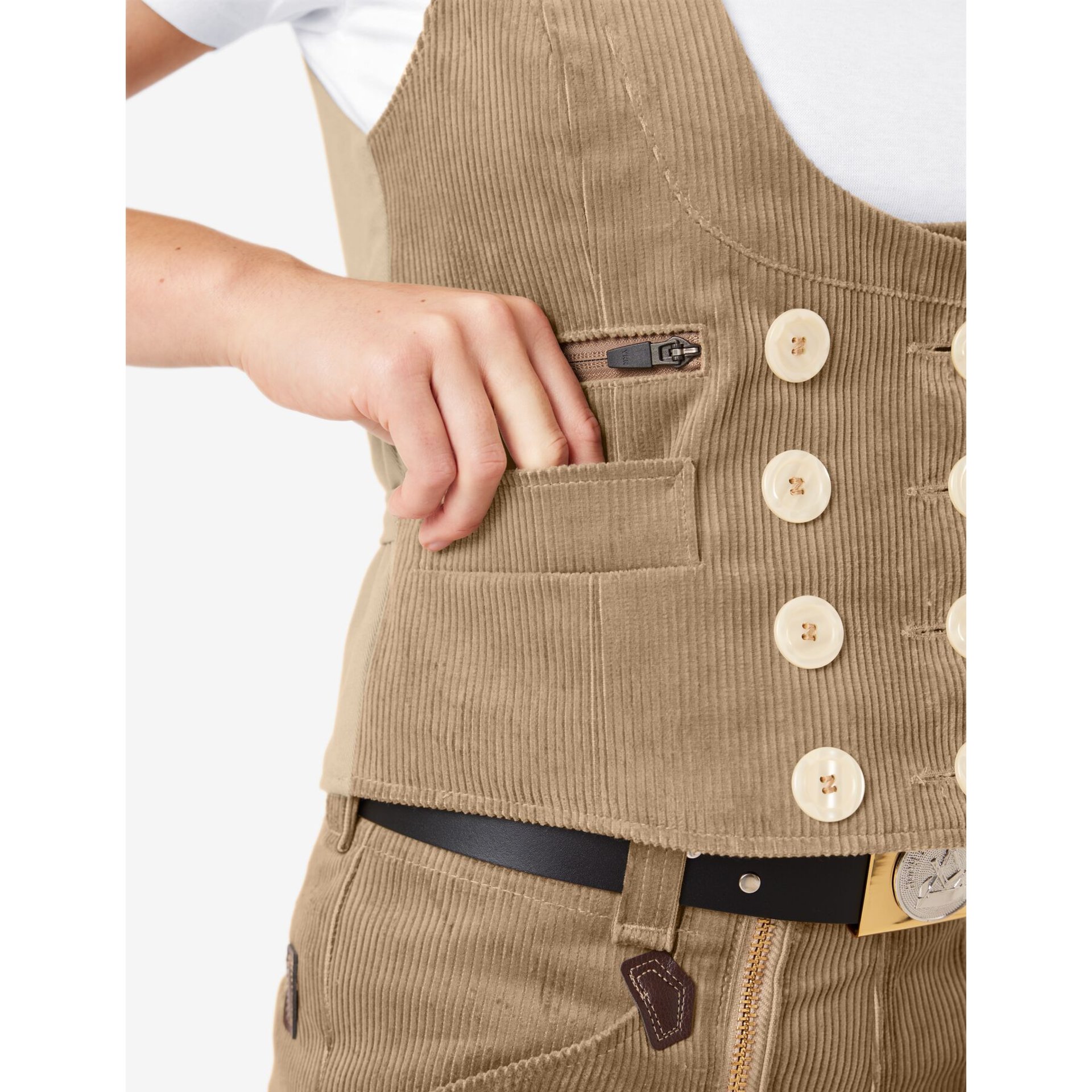 HILDE Zunftweste Genuacord beige 42