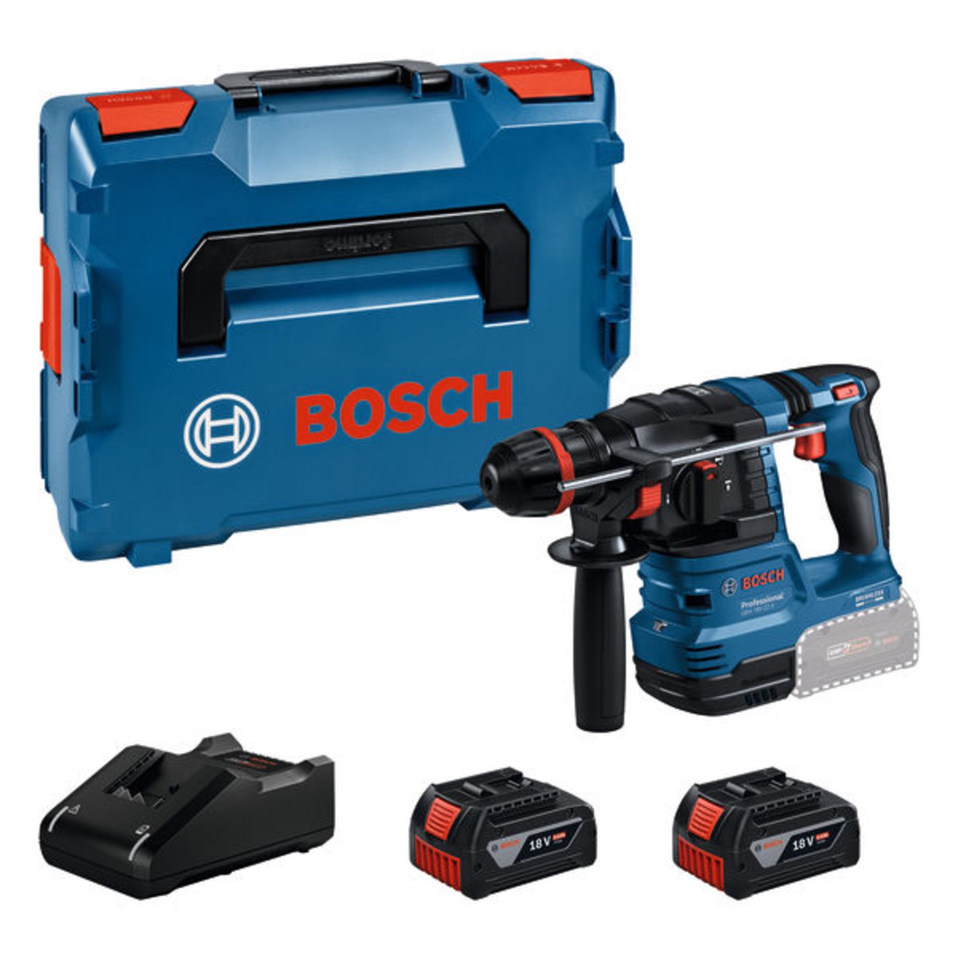 Akku-Bohrhammer mit ONECHUCK GBH 18V-22 X, 2 x Akku GBA 18V 4.0Ah in L-BOXX 136