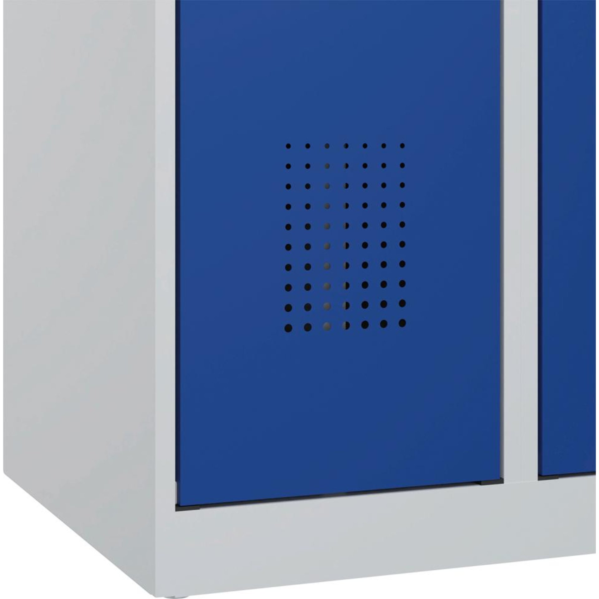 Doppelst. Schrank EVOLO bodenstehend RAL7035/5010, 1x2Abteile B300xT500xH1850mm