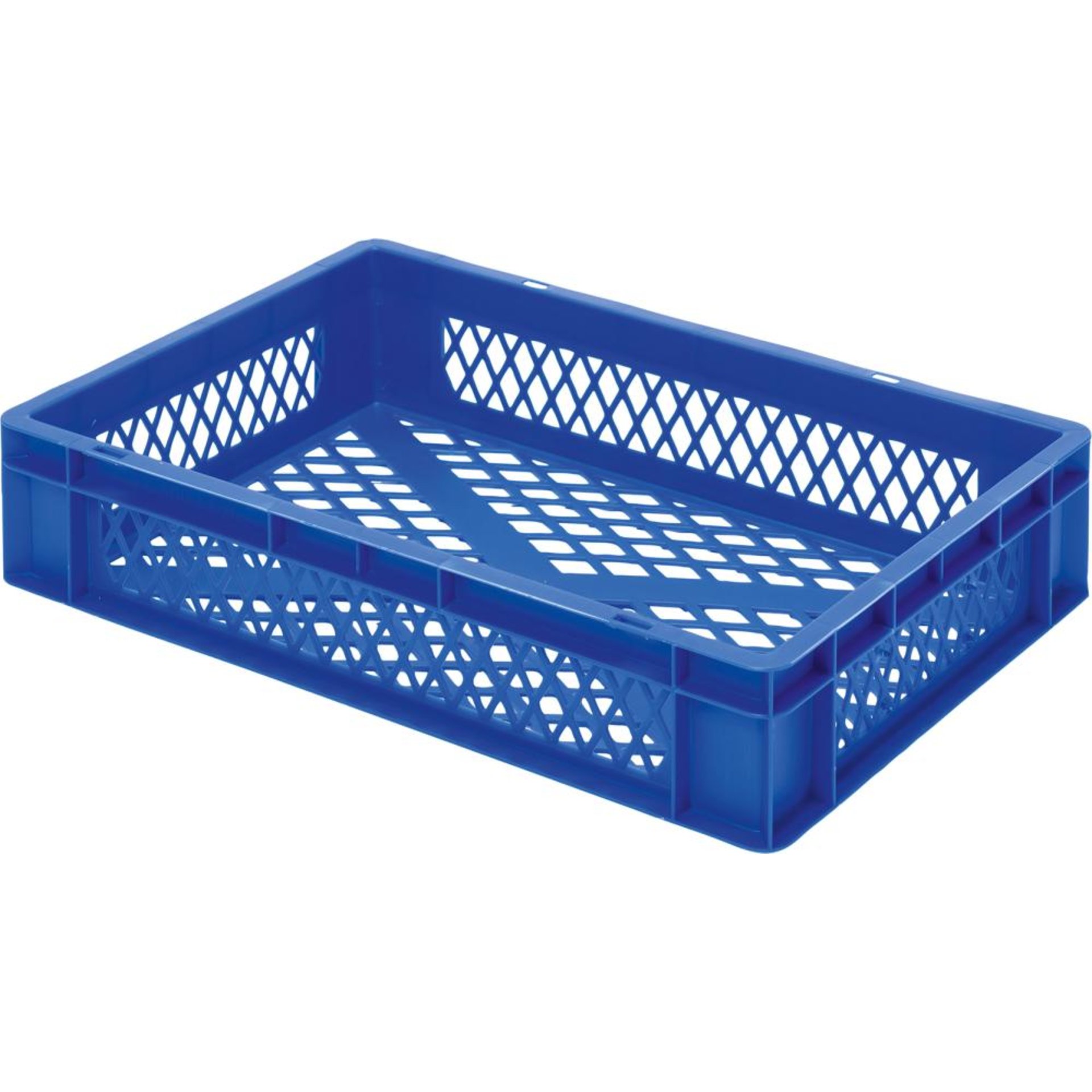 Transport-Stapelkasten B600xT400xH120 mm blau, kpl. durchbrochen ohne Griffloch LA-KA-PE