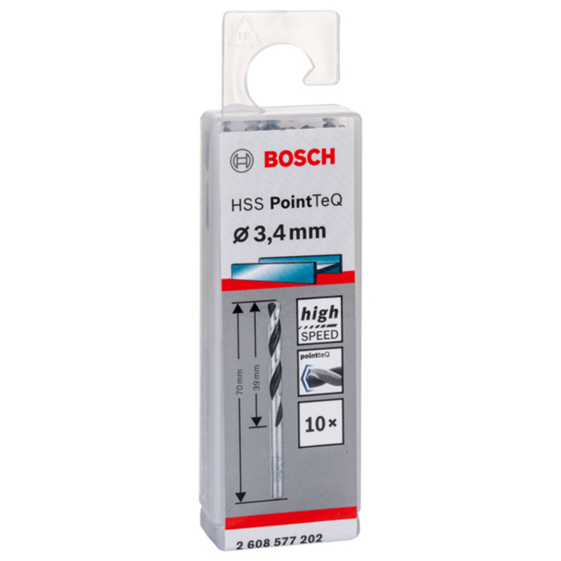 Metallspiralbohrer HSS PointTeQ, DIN 338, 3,4 mm, 10er-Pack