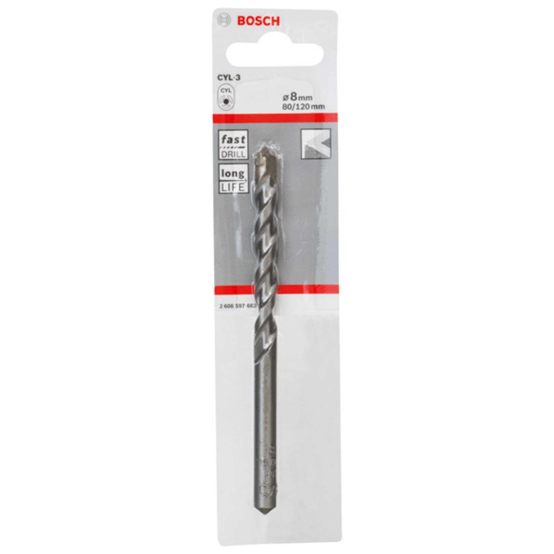 Betonbohrer CYL-3, 8 x 80 x 120 mm, d 7,5 mm, 1er-Pack