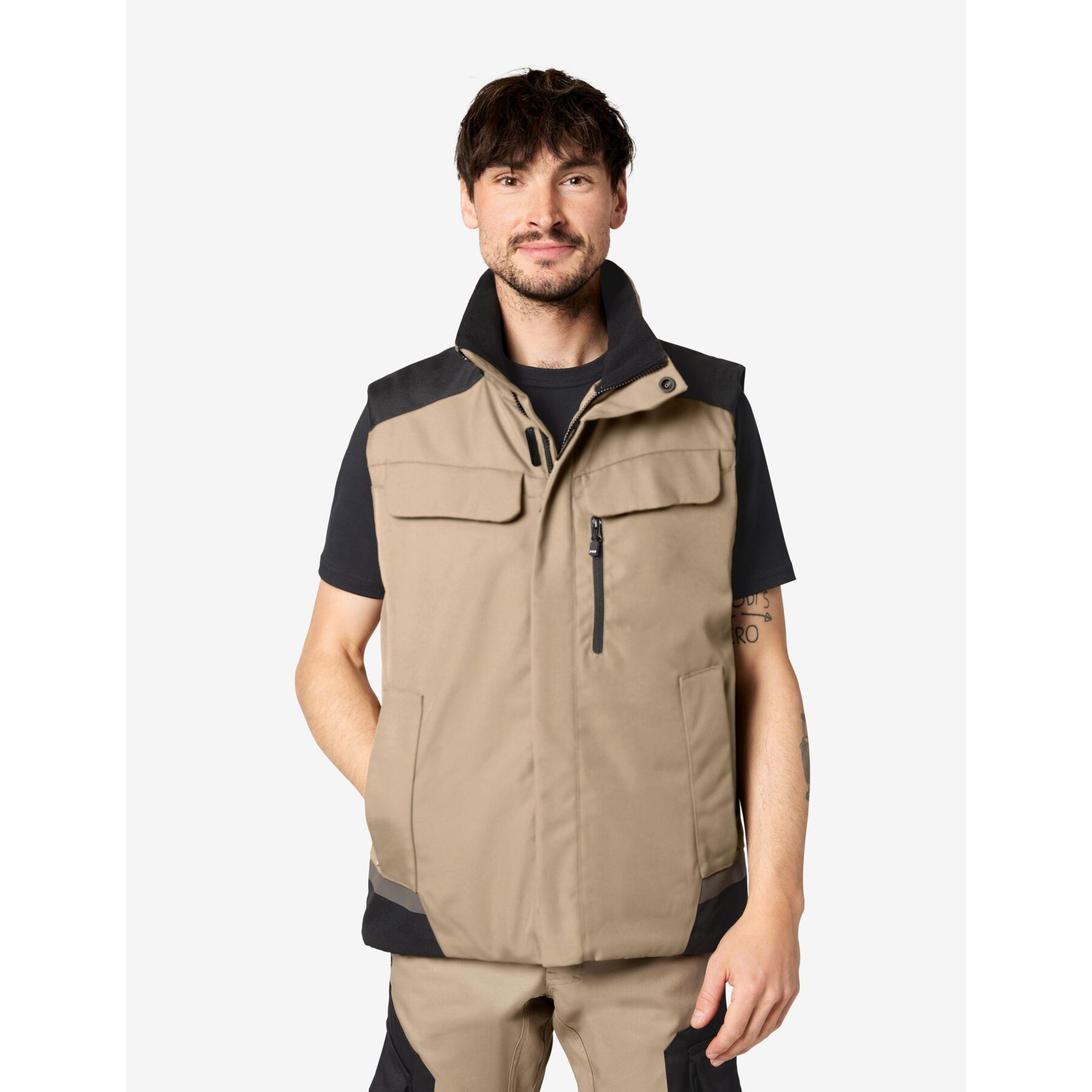 HAUKE Arbeitsweste beige-schwarz XS