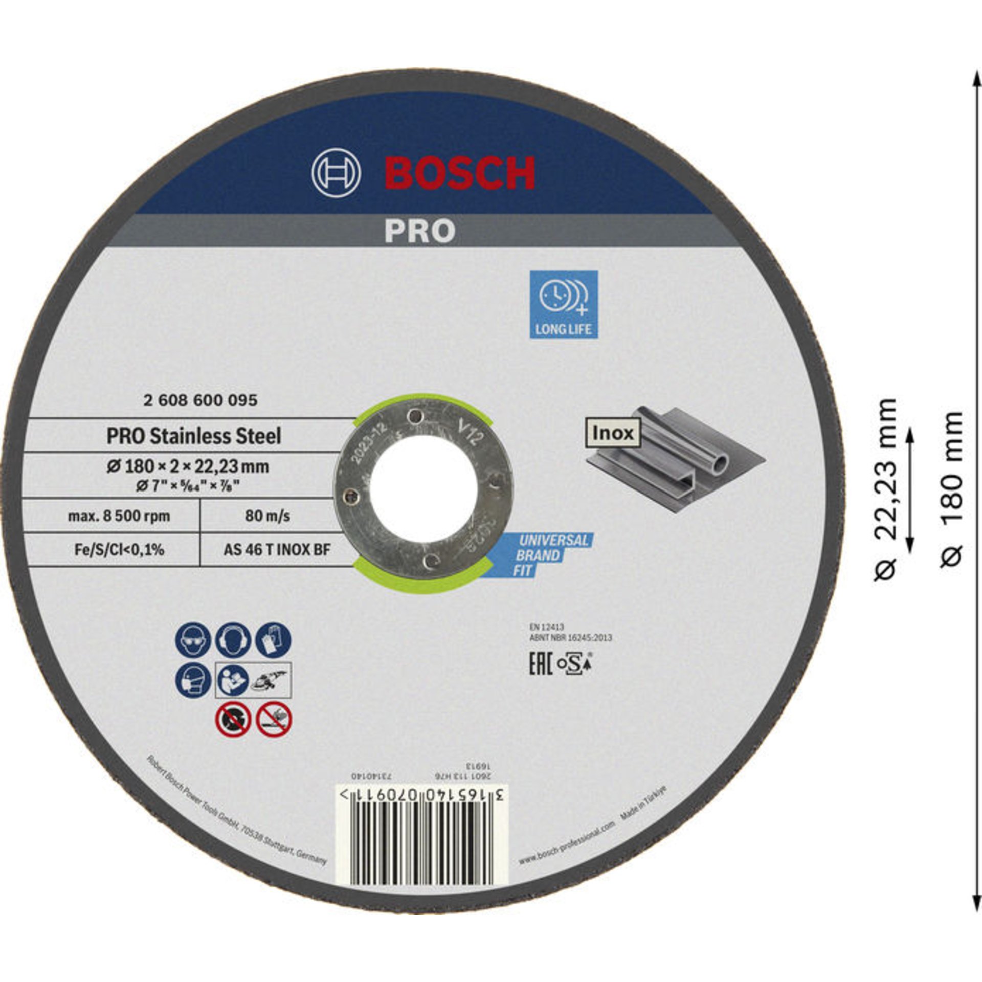 PRO Stainless Steel Trennscheibe, 180 x 2 x 22,23 mm