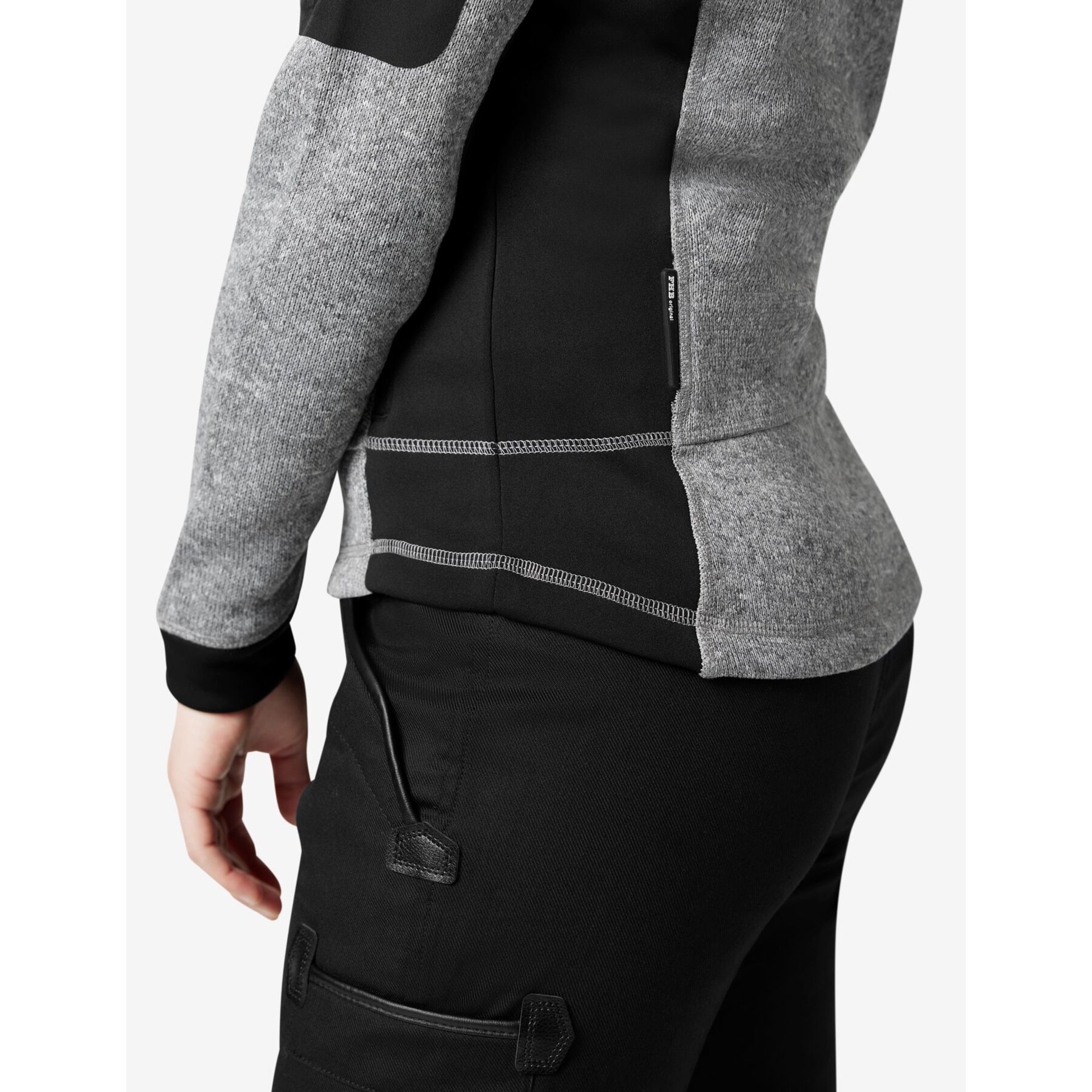 MARIEKE Strick-Fleece-Jacke Damen grau-schwarz XL