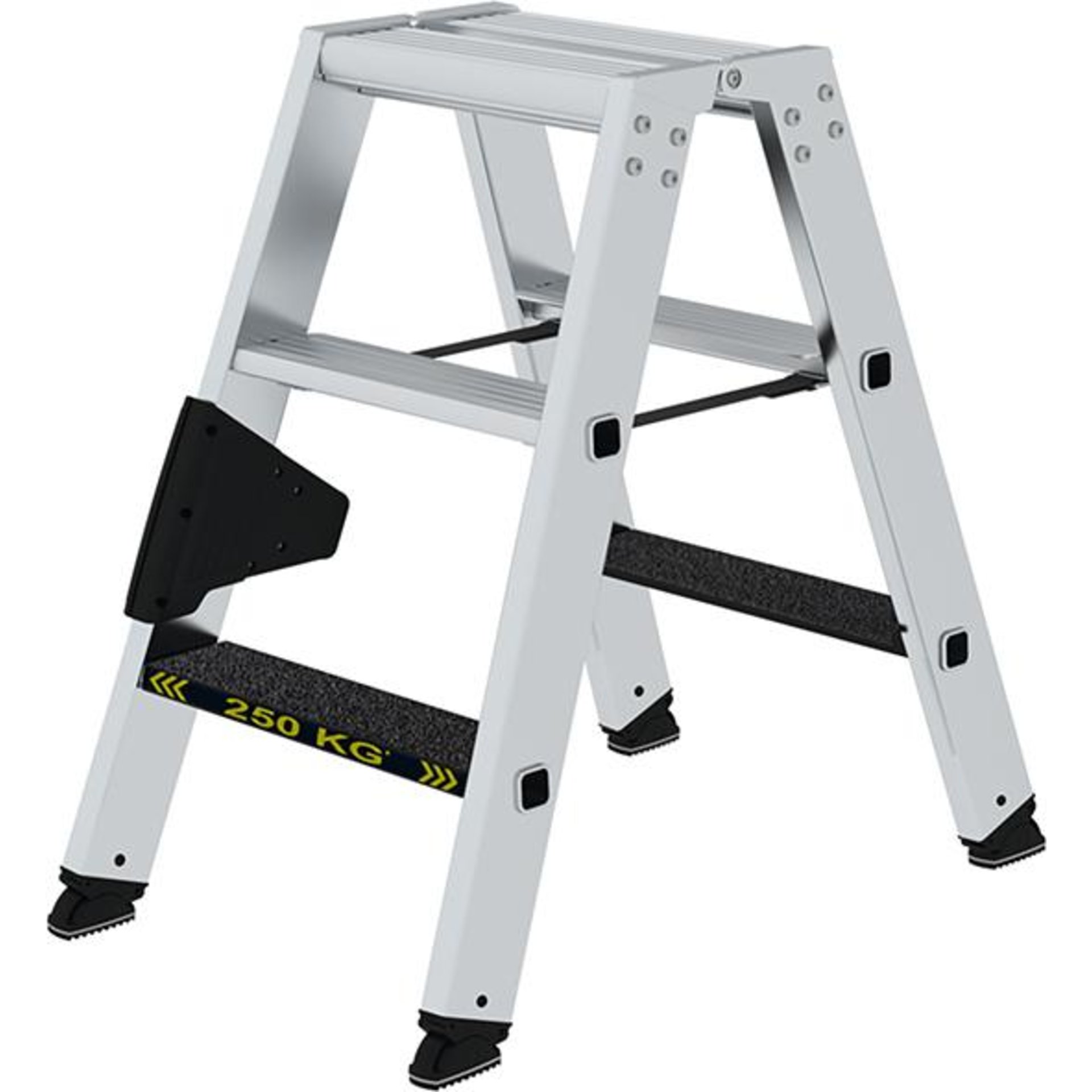 Aluminium-Stehleiter, 250 kg Tragkraft, beidseitig begehbar, mit clip-step R13