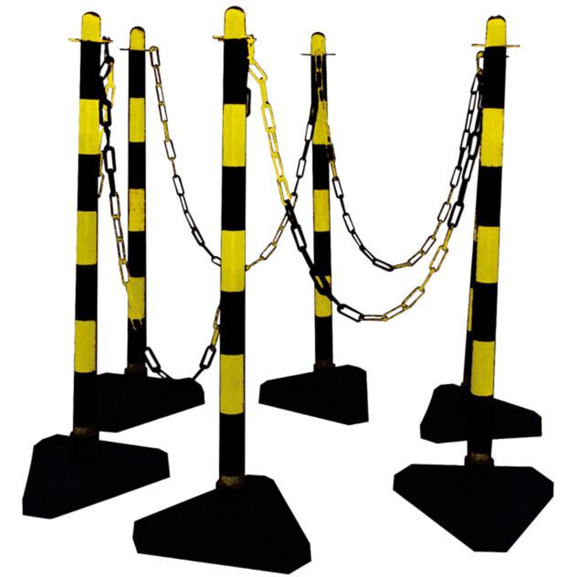 Kettenständer-Set Kst. H950xD40 mm gelb/schwarz 6 Pfosten, 10m Kst.-Kette