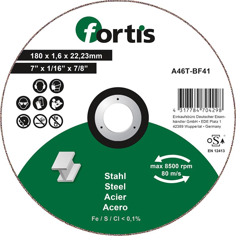 Fortis Trennscheibe  Stahl180 x 1,6mm gerade