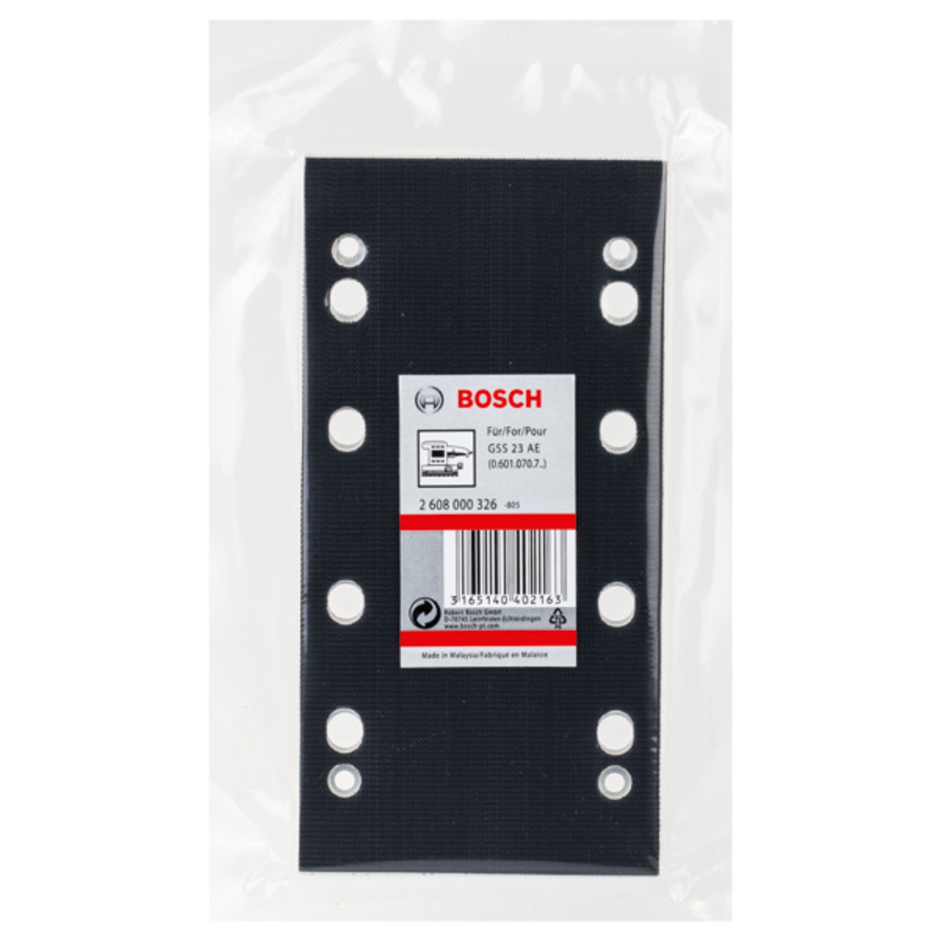 Schleifplatte 185 x 93 mm, für GSS 23 AE, mit Kletthaftung