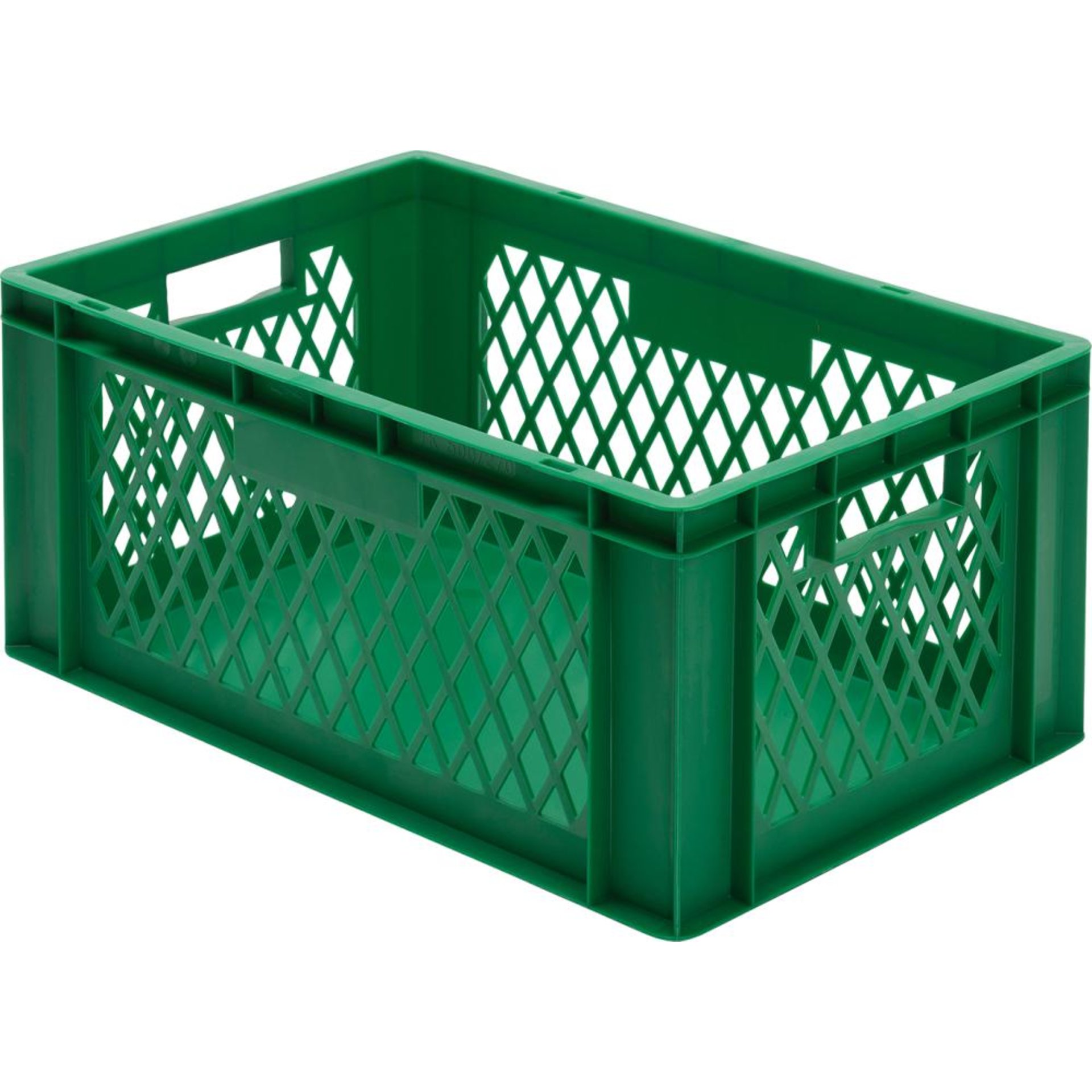Transport-Stapelkasten B600xT400xH210 mm grün, Wände durchbrochen mit Griffloch LA-KA-PE