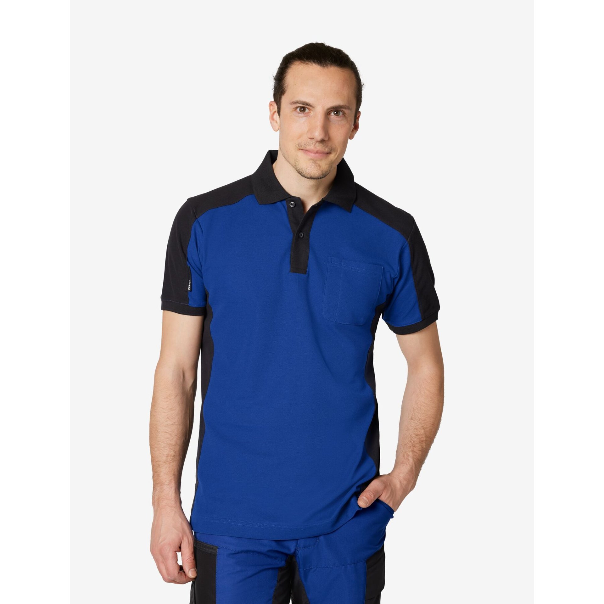 KONRAD Polo-Shirt zweifarbig royalblau-schwarz Gr. S