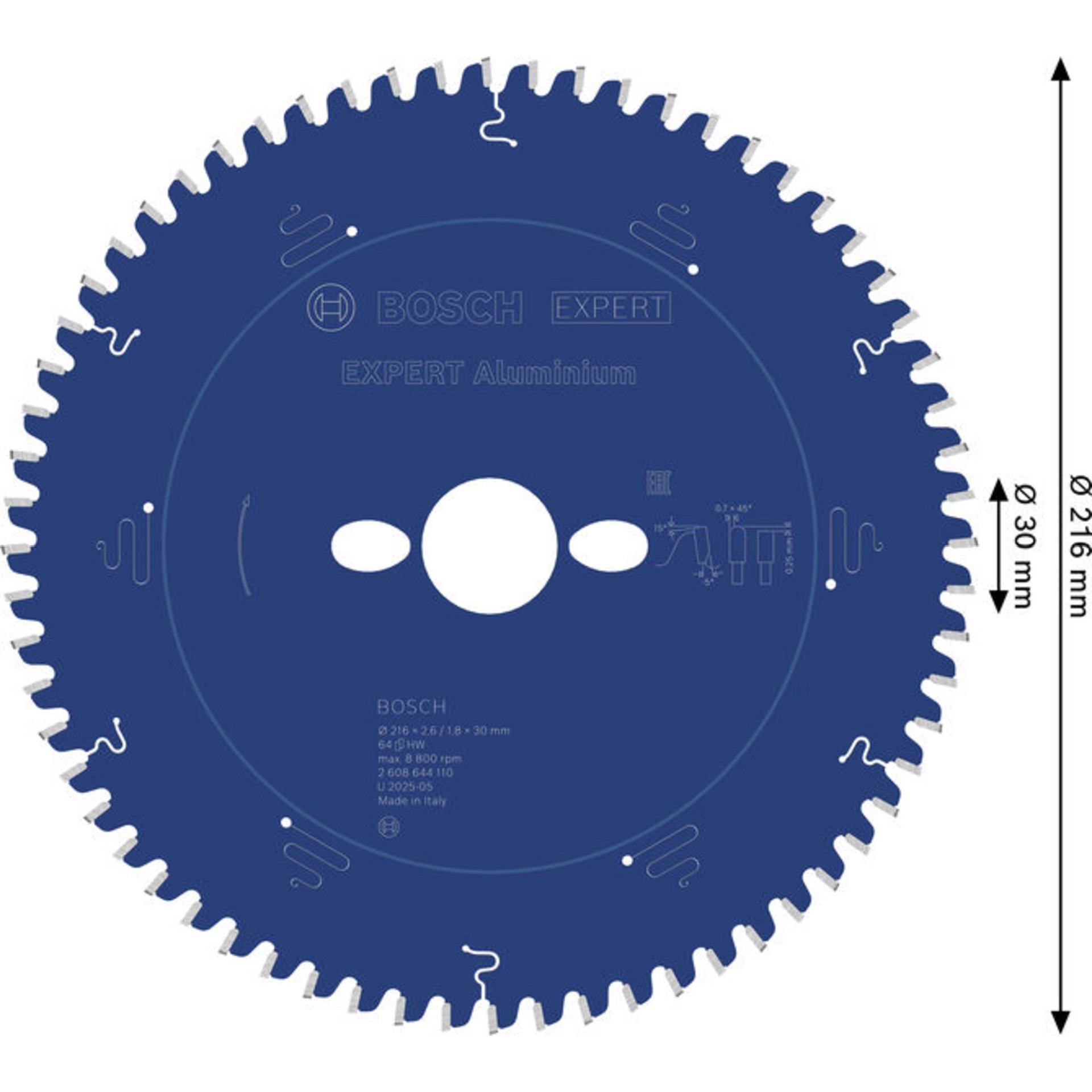 EXPERT Aluminium Kreissägeblatt, 216 x 2,6/1,8 x 30 mm, Z64