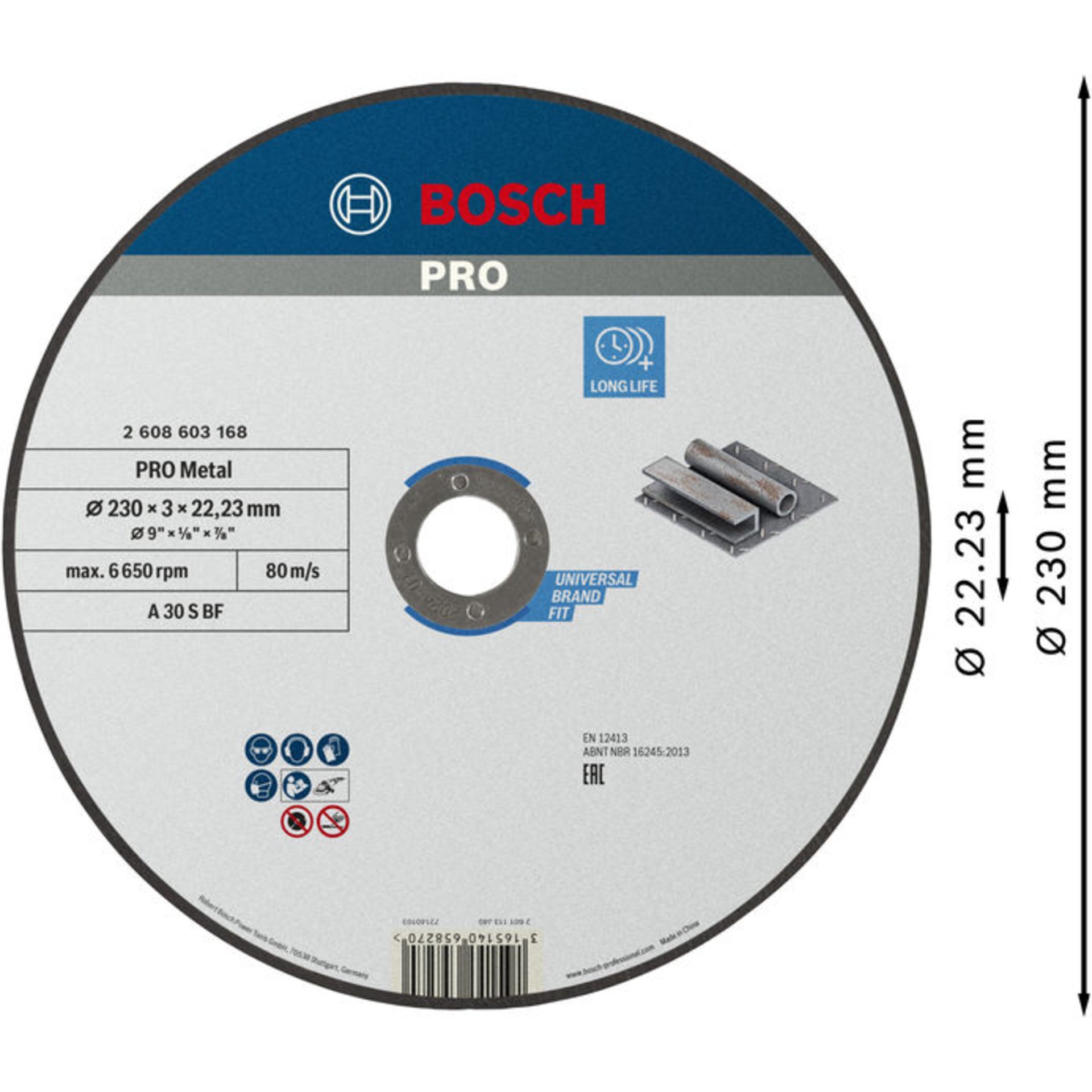 PRO Metal Trennscheibe, 230 x 3 x 22.23 mm, gerade
