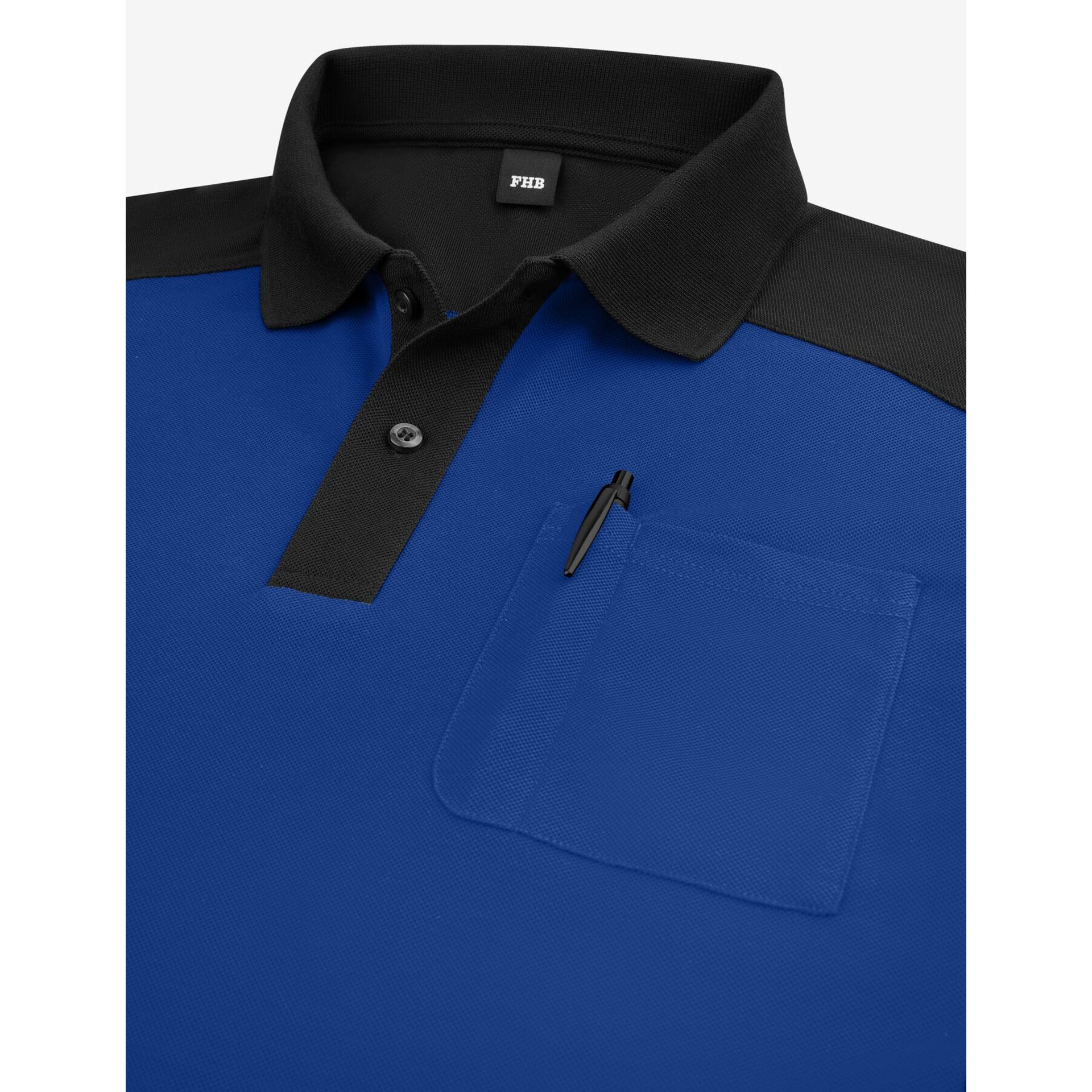 KONRAD Polo-Shirt zweifarbig royalblau-schwarz Gr. S