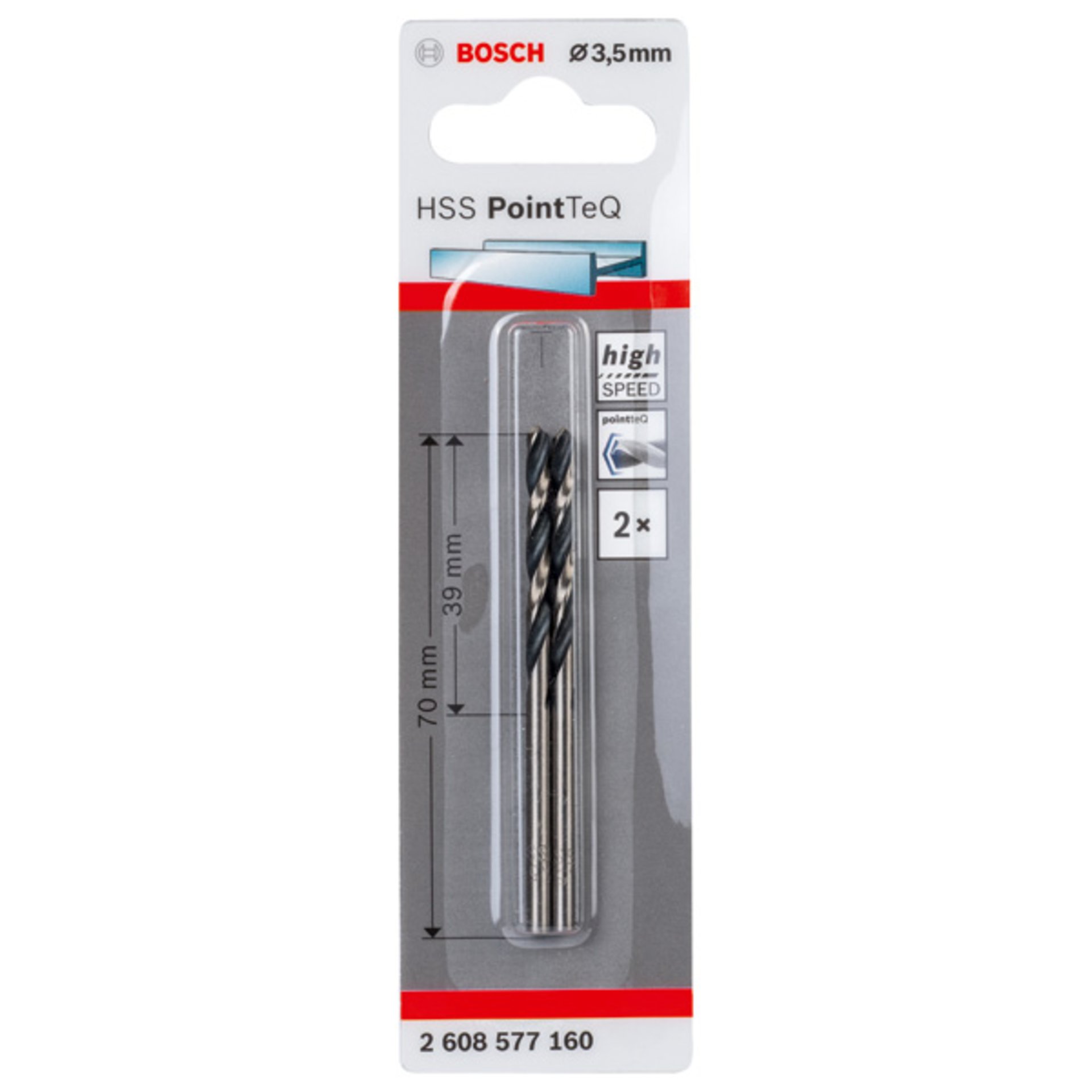 Metallspiralbohrer HSS PointTeQ, DIN 338, 3,5 mm, 2er-Pack