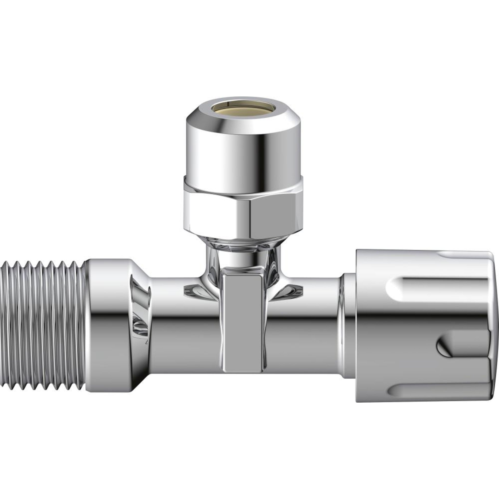 Eckventil, 3/8"AG x 3/8"AG x 10 mmQ, mit Schubrosette