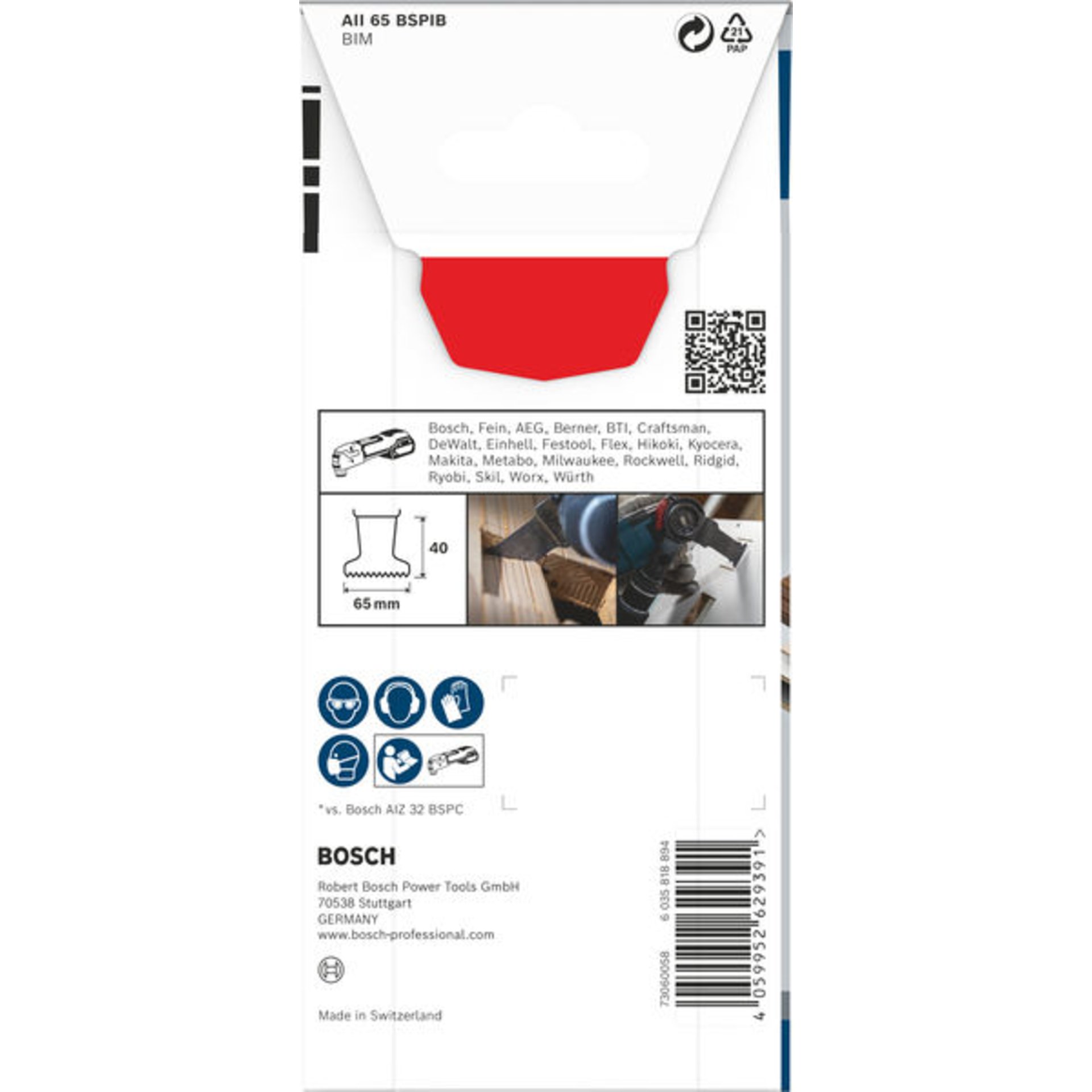 PRO AII 65 BSPIB Blatt für Multifunktionswerkzeuge, 65 x 40 mm
